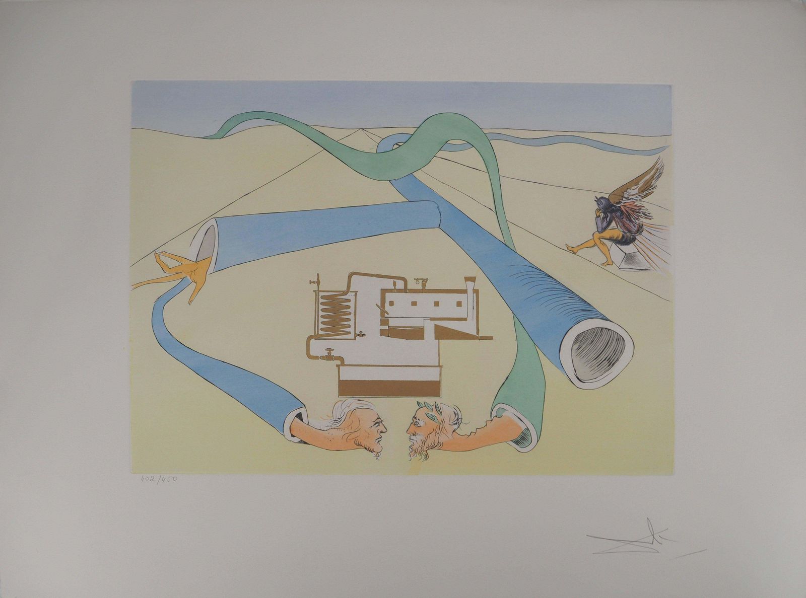 Salvador Dalí­Tribute To Da Vinci : Oil Catalytic Cracker   Original Etching Handsigned1975