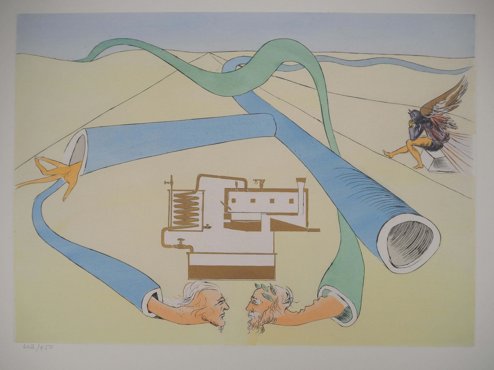Salvador Dalí­Tribute To Da Vinci : Oil Catalytic Cracker   Original Etching Handsigned1975 photo for sale