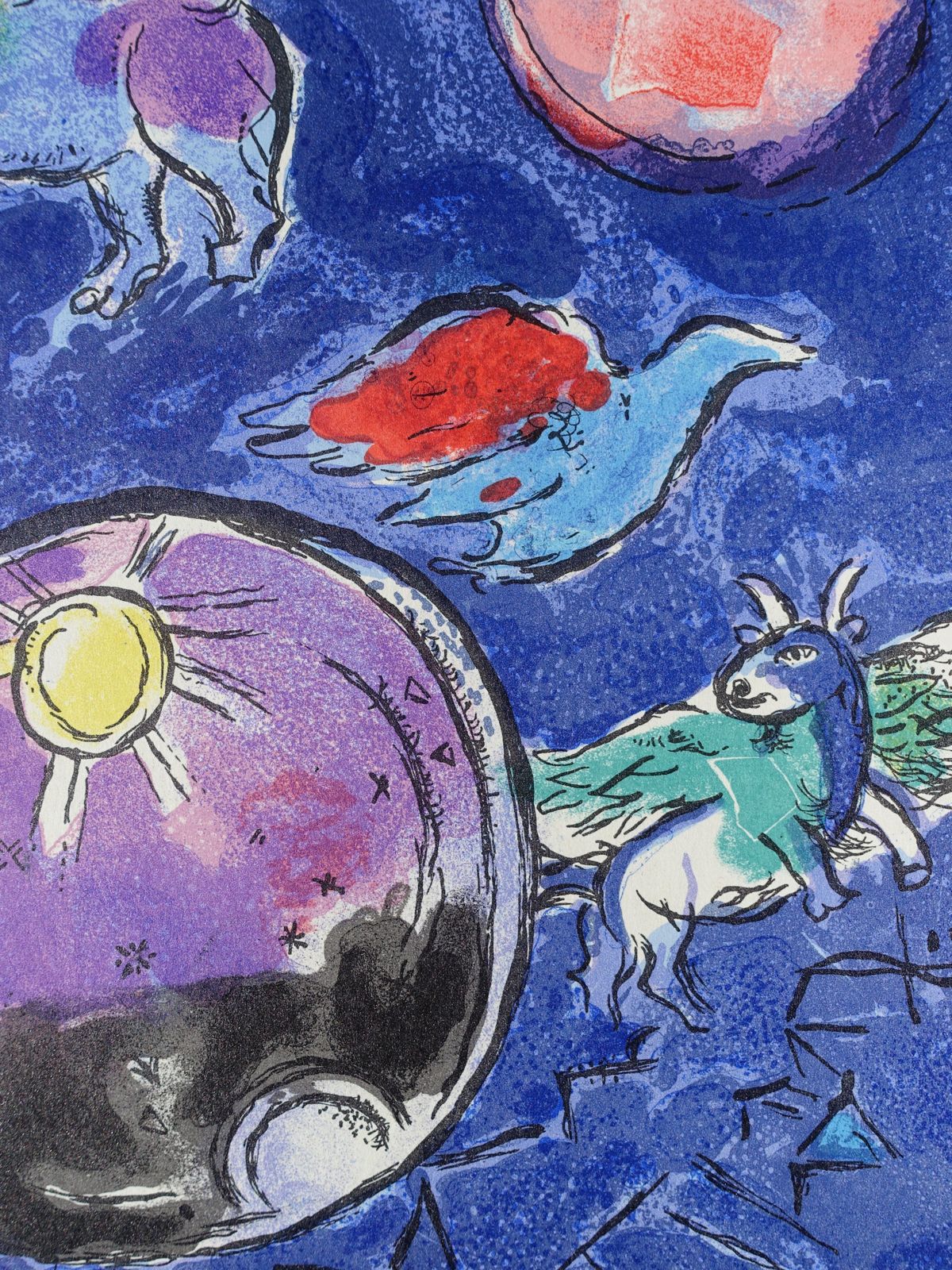 Marc Chagallbible : Simeon, Angels And Red Birds   Lithograph (Mourlot 1962)1962 photo vinterior