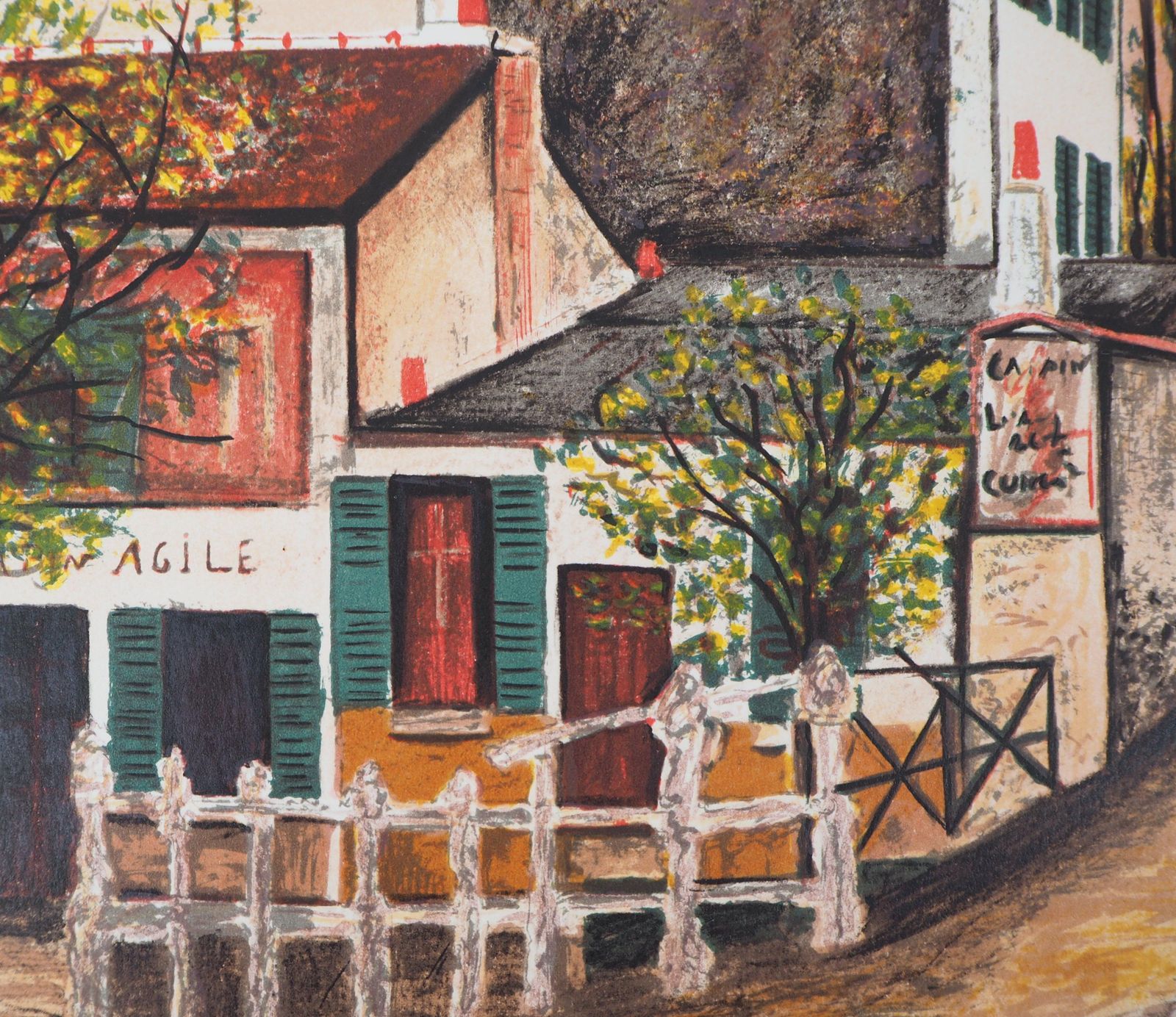 Maurice Utrilloparis : Street In Montmartre   Lithograph photo for sale