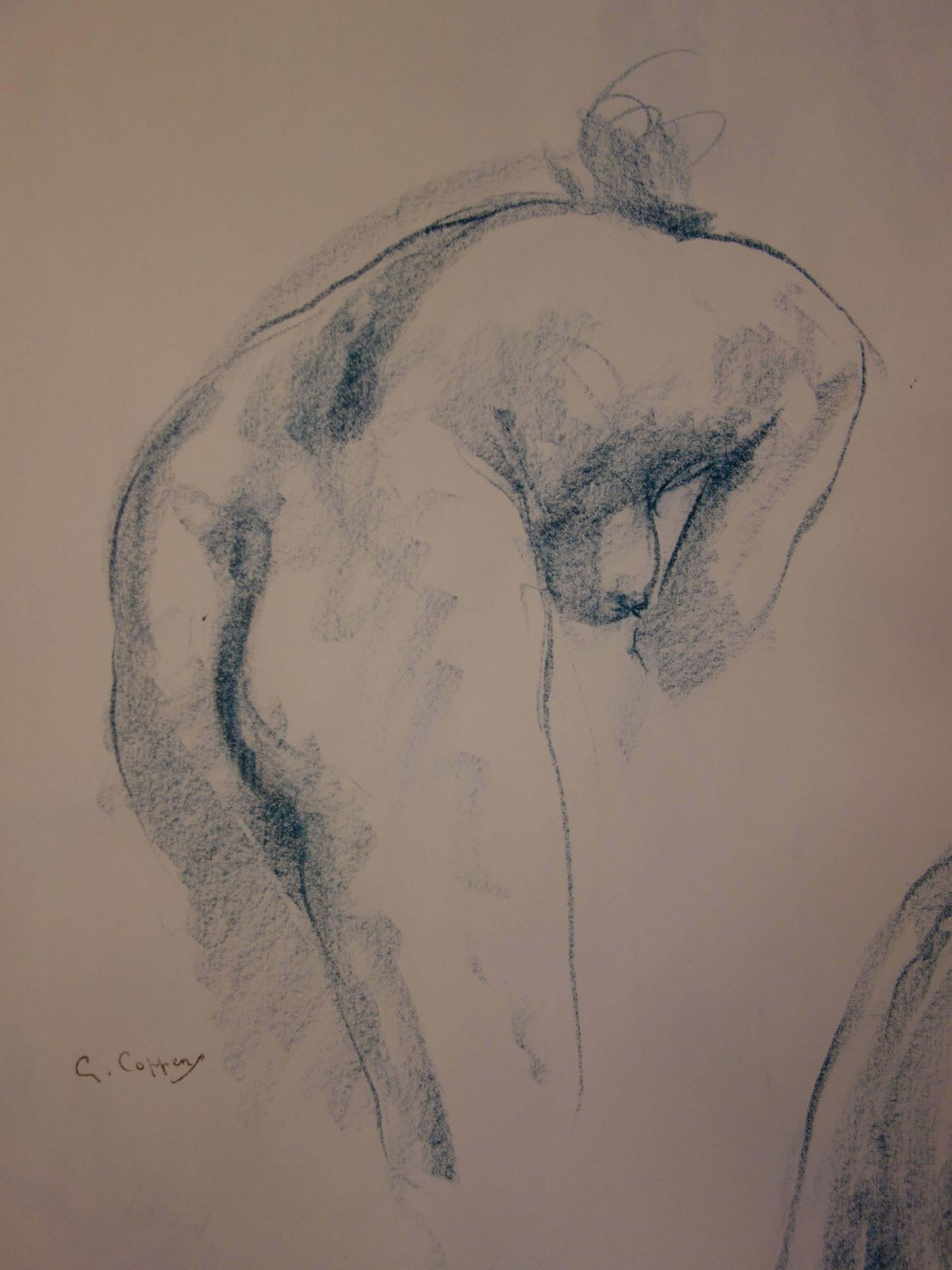 Gaston Coppenstwo Studies Of A Nude Profile   Original Signed Charcoals Drawing photo Art