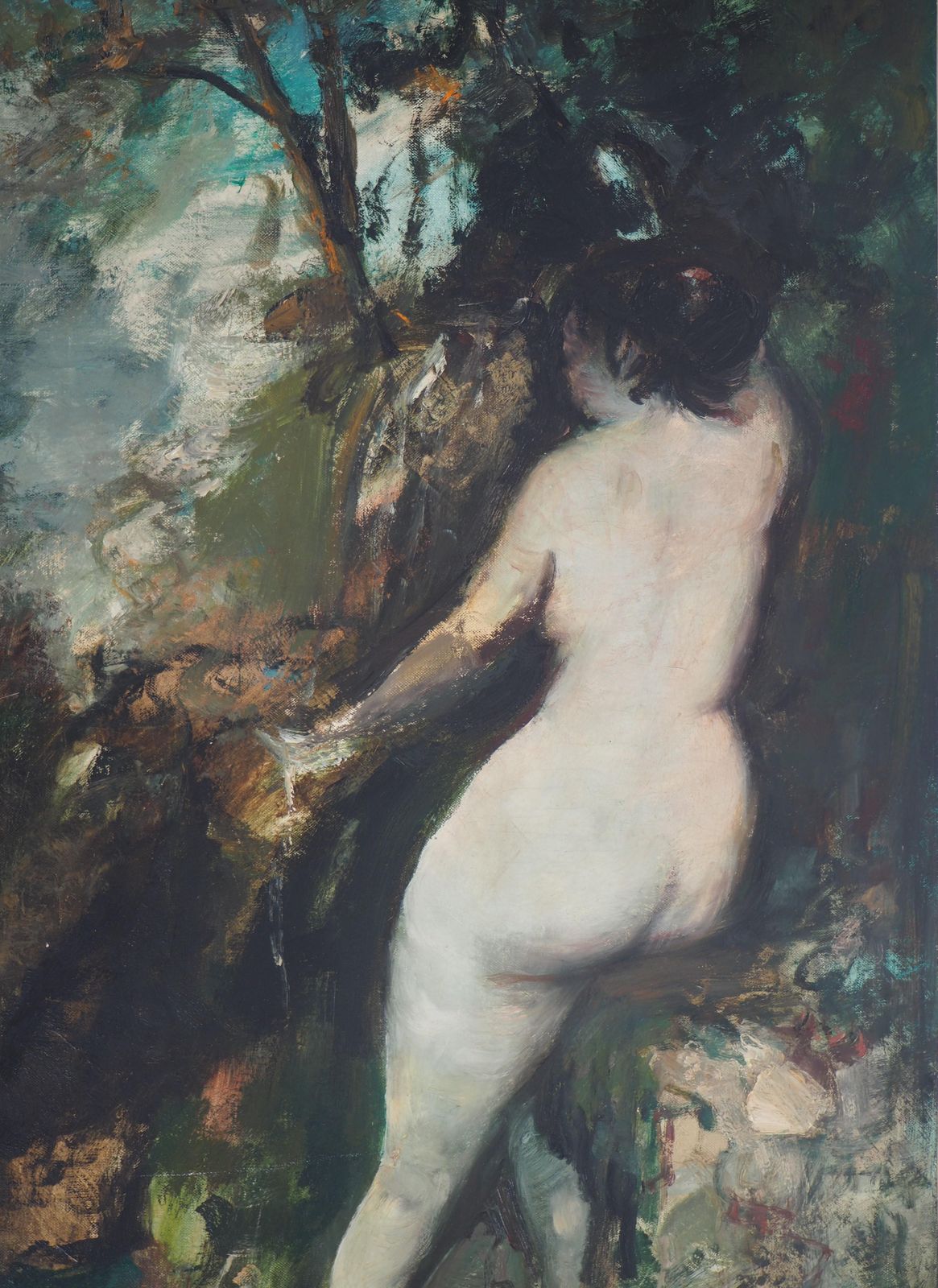 François Heaulménude Near The Source (Study After Courbet)    Original Oil On Canvas, Signed photo Art