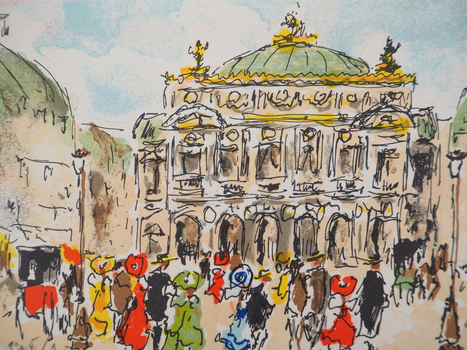 Urbain Huchetparis : Before The Show At Opera   Original Lithograph Handsigned And Numbered1980 photo furniture