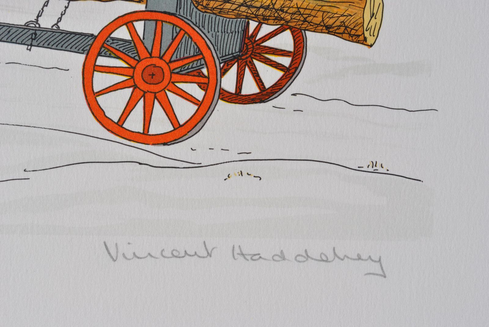 Vincent Haddelseyhorse :  Hitching In Winter   Original Lithograph, Handsigned & Ltd /1001974 photo Art