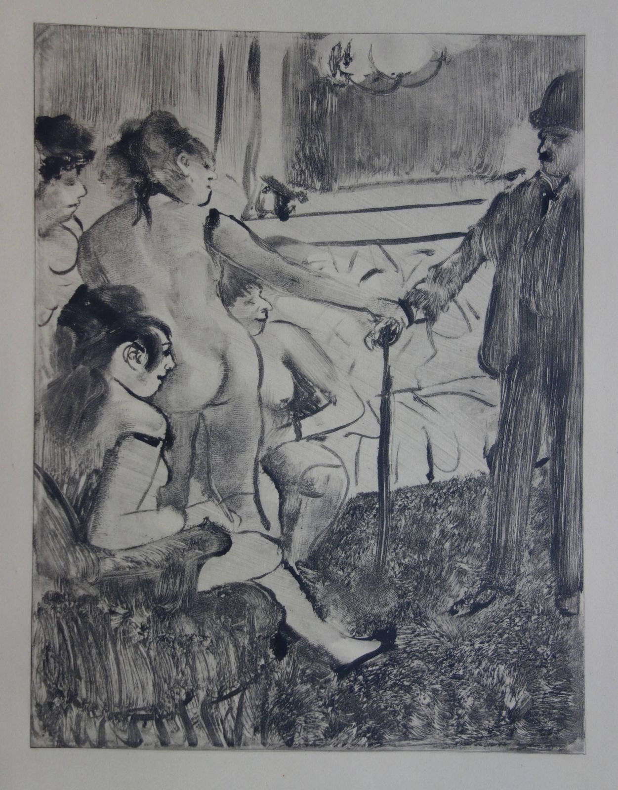 (After) Edgar Degaswhorehouse Scene : A Shy Client   Original Etching1935