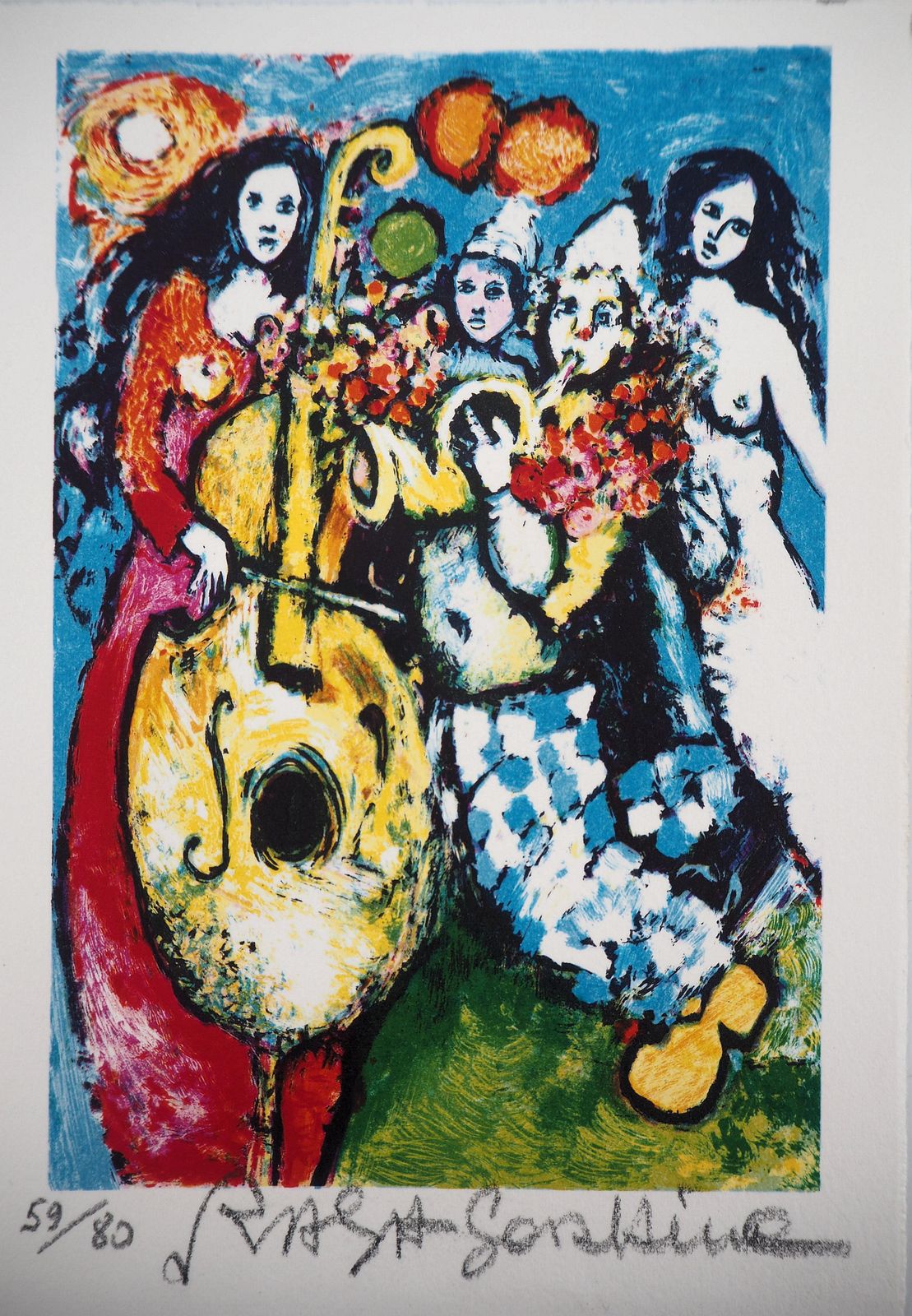 Alain Raya Sorkinethe Music Band   Original Signed Lithograph   80 Ex