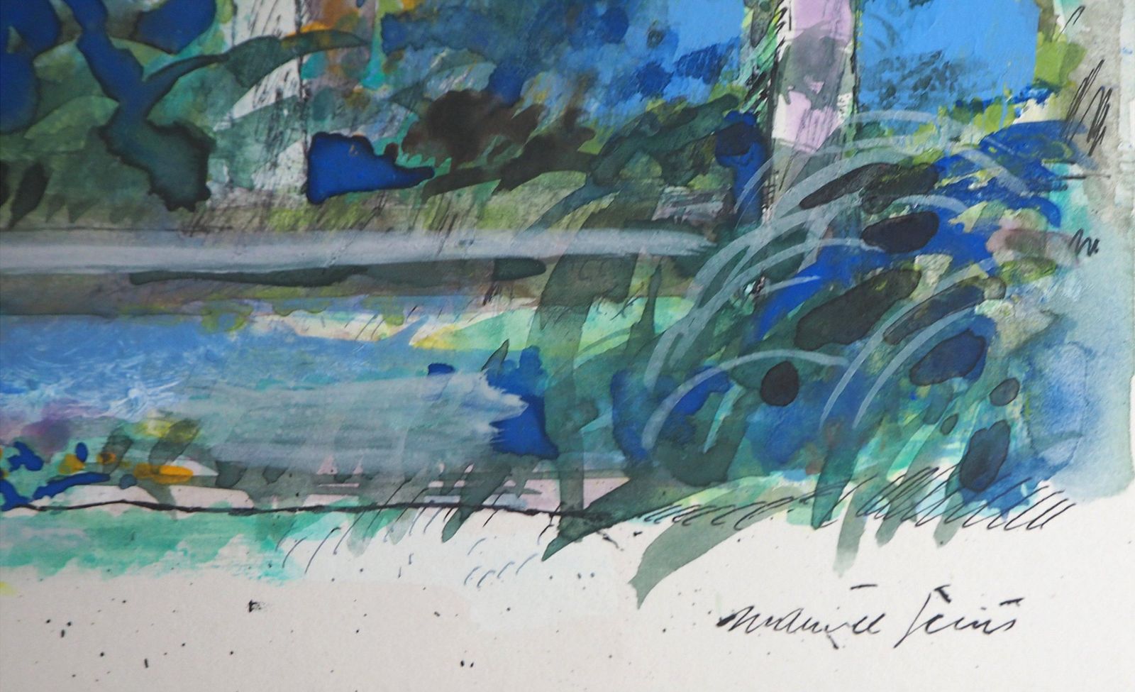 Maurice Genistropical Dream   Original Handsigned Watercolor, Gouache And Ink Painting photo furniture