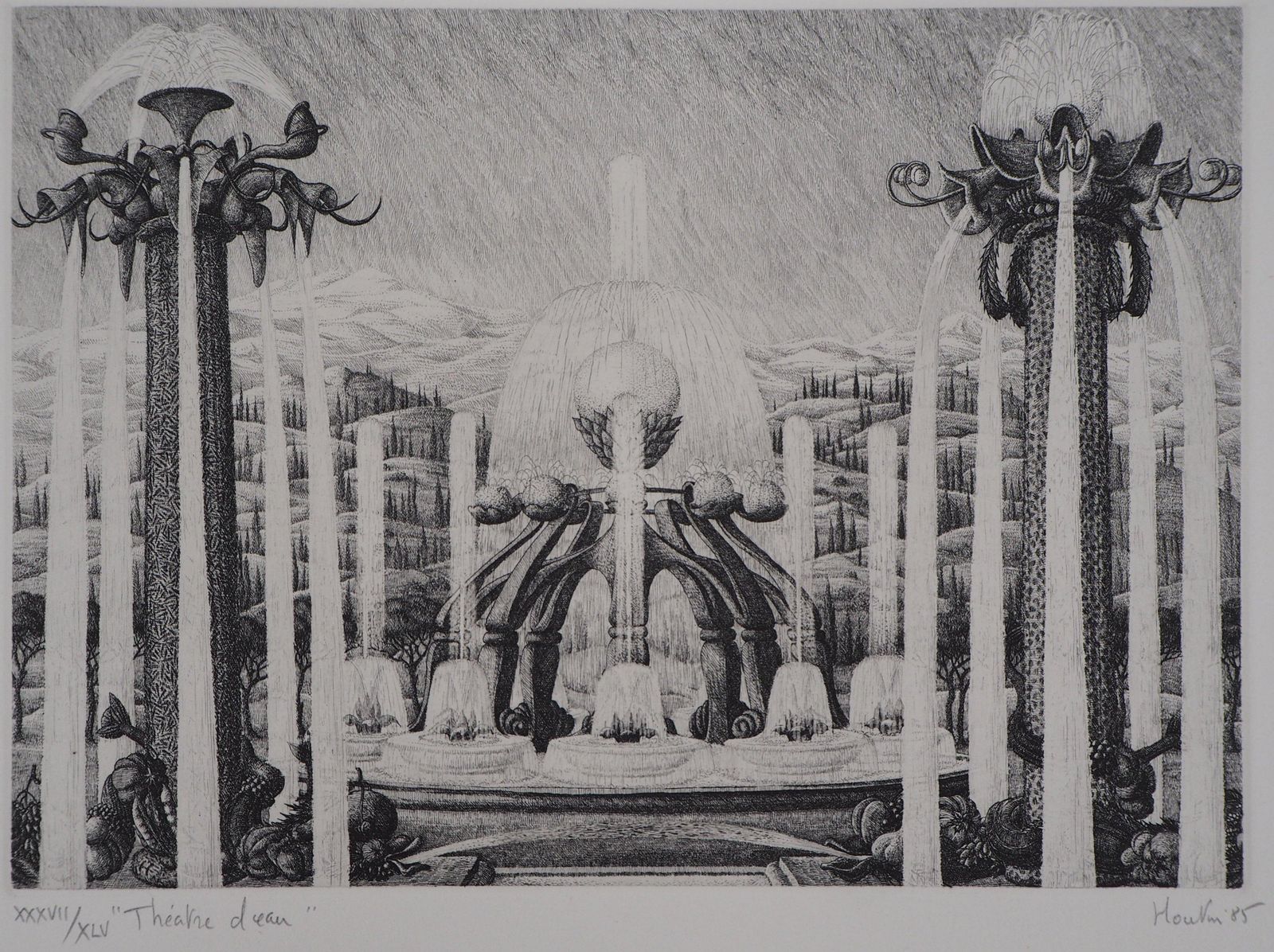 François Houtinversailles : The Fountains   Original Etching, Handsigned And Ltd To 45 Proofs1985 photo furniture