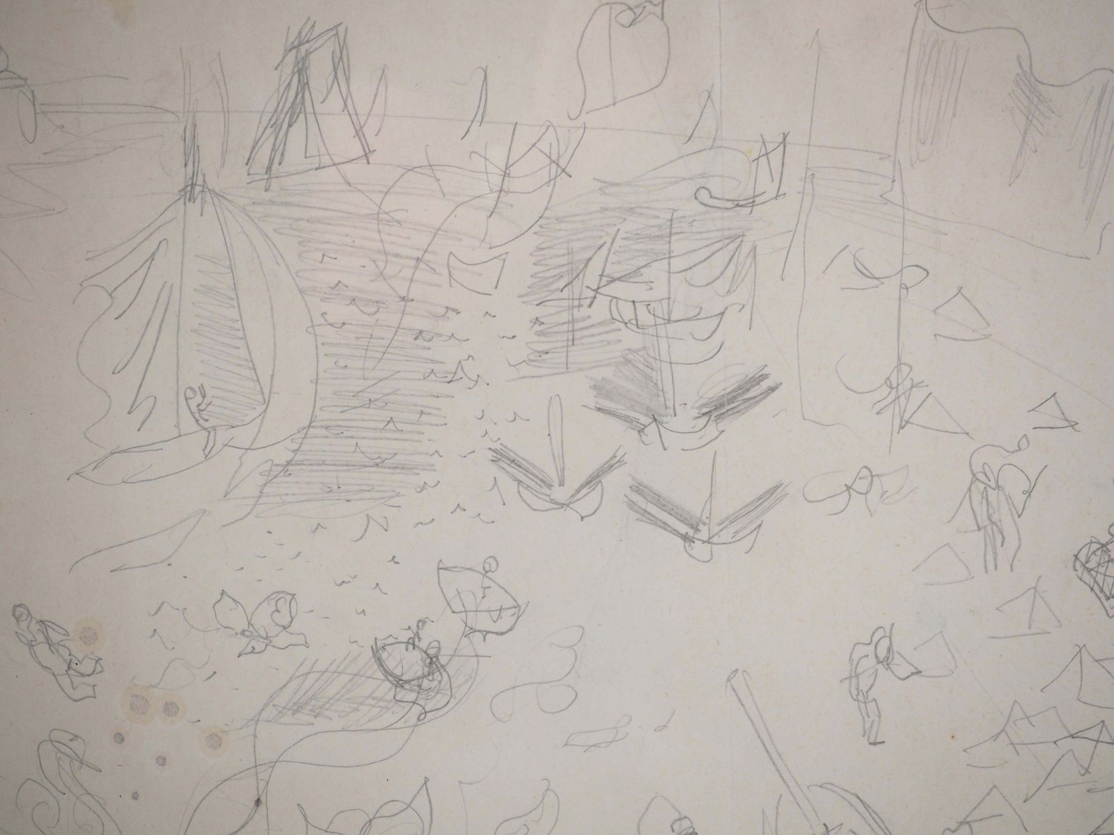 Raoul Dufynormandy : Animated Beach And Sailboats   Original Pencil Drawing photo 1700.0