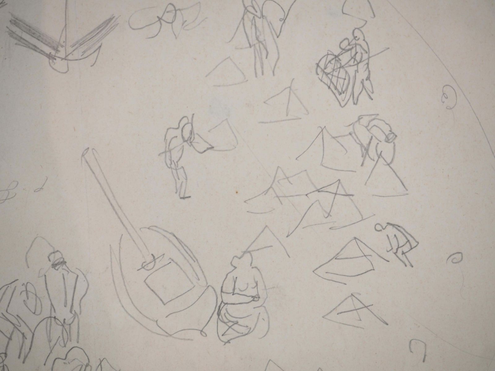 Raoul Dufynormandy : Animated Beach And Sailboats   Original Pencil Drawing photo vintage