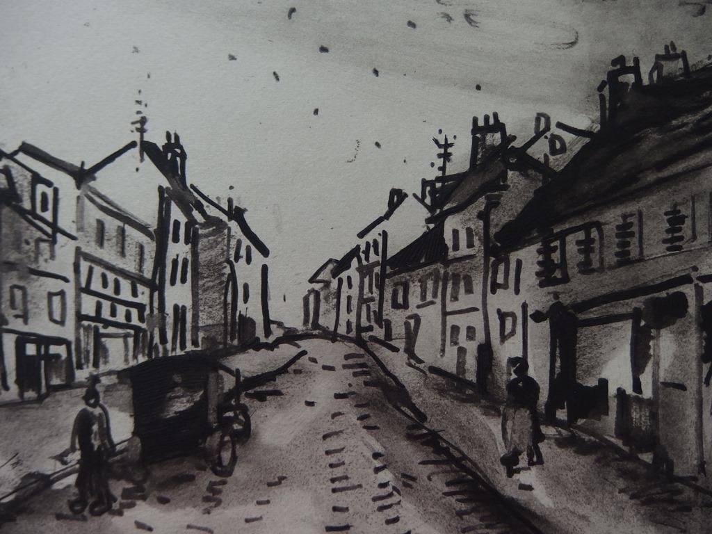 Maurice De Vlaminckmain Street Of A Traditional French Village   Original Etching1951 photo 255.0