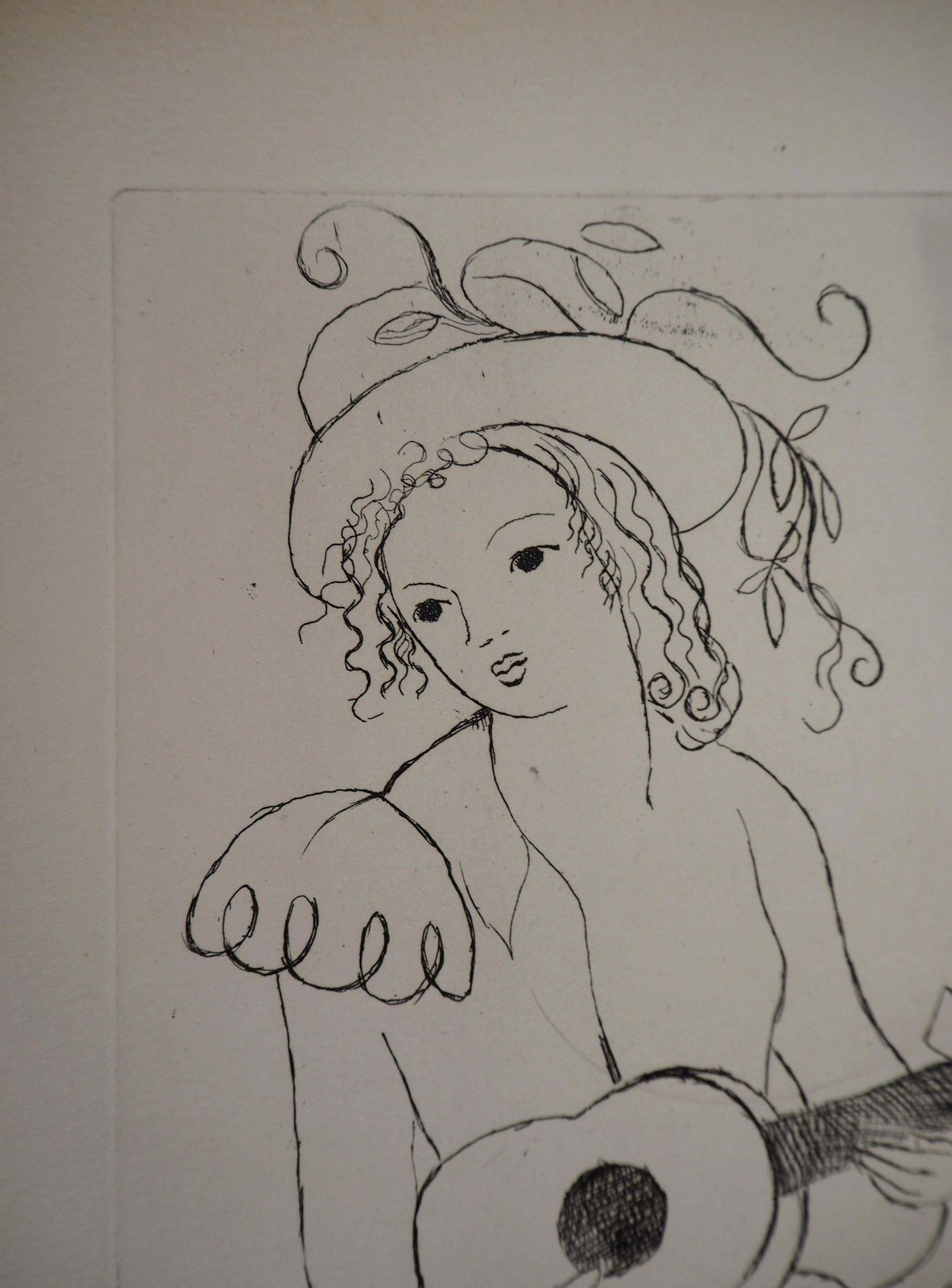 Marie Laurencinyoung Girl With Guitar   Original Etching, 19451945 photo Art