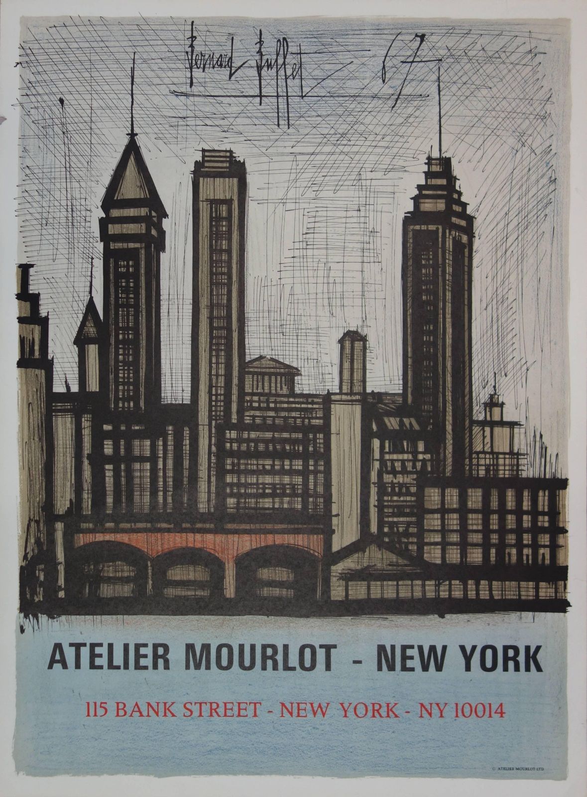 Bernard Buffetbuildings In New York   Original Lithograph   Mourlot 19671967