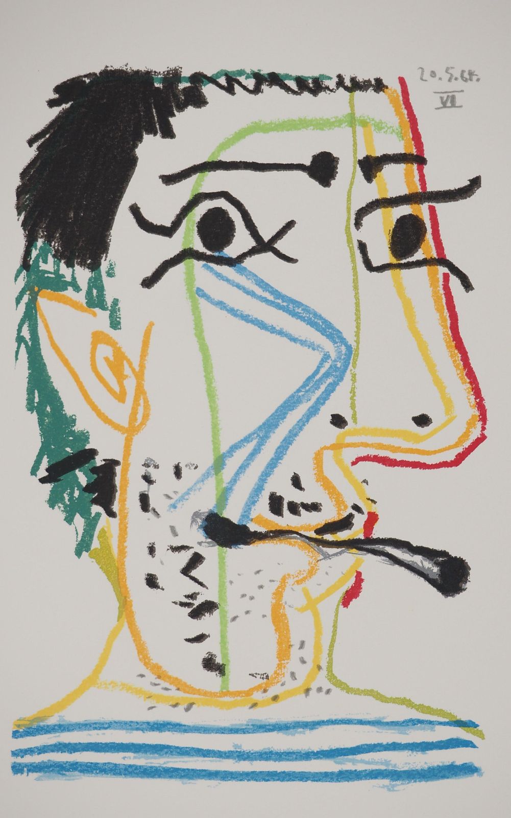 Le Goût Du Bonheur : Self Portrait With A Cigarette   Lithograph1964 photo furniture