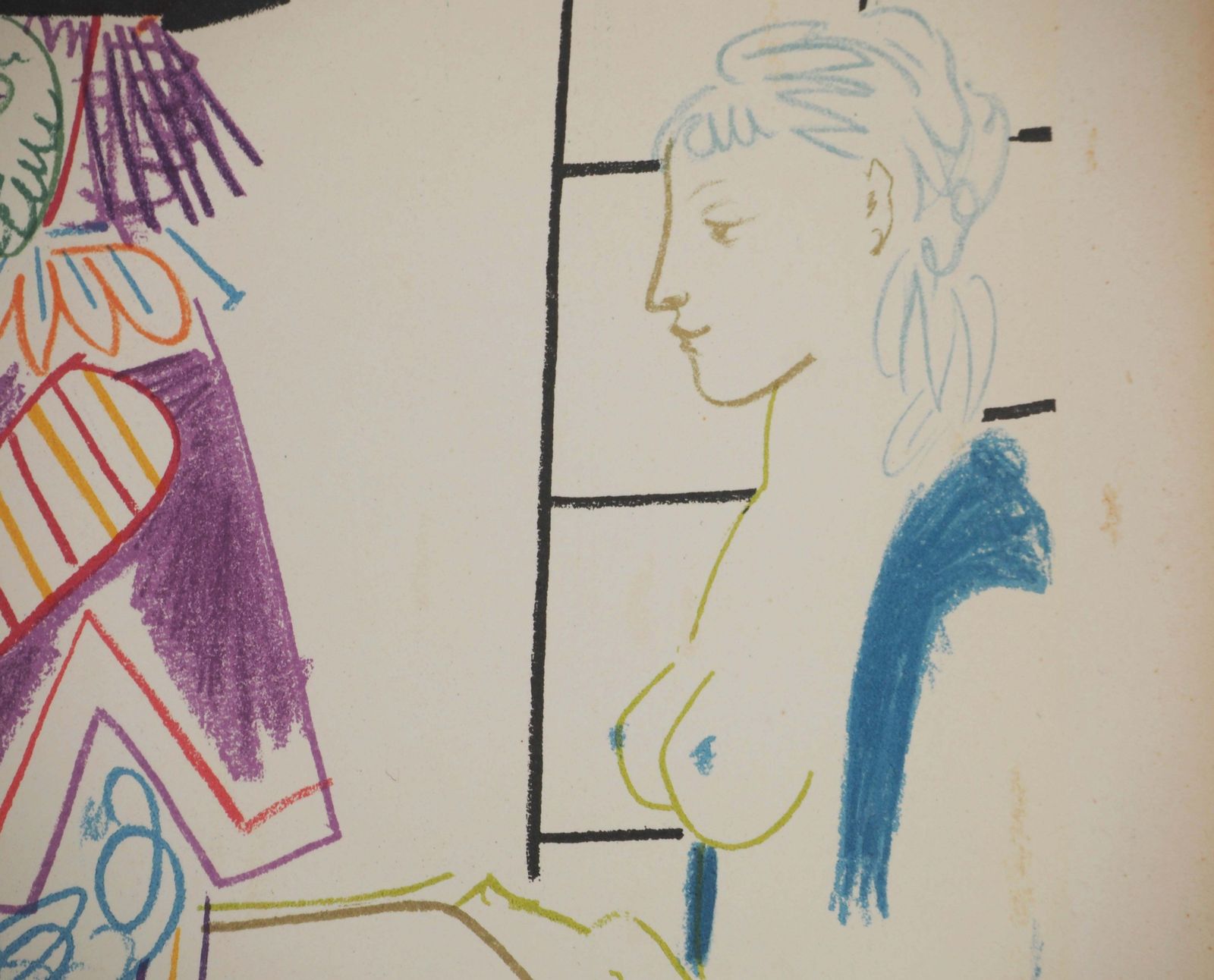 Pablo Picassoknight, Nude Woman And Man Wearing A Mask    Lithograph (Mourlot)1954 photo 510.0