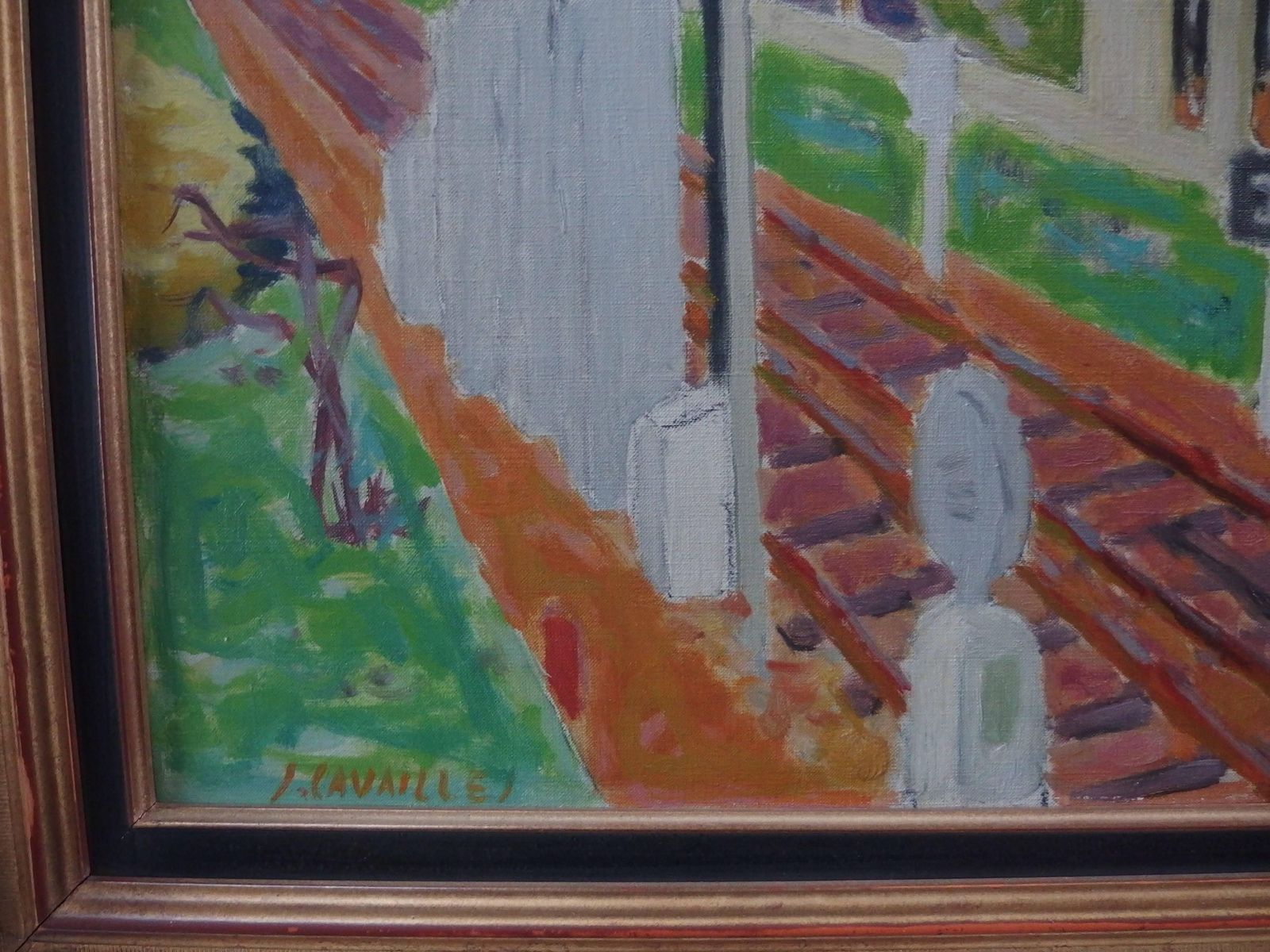 Jules Cavaillesrailway : The Signal   Original Oil On Canvas   Signed photo 3399.0