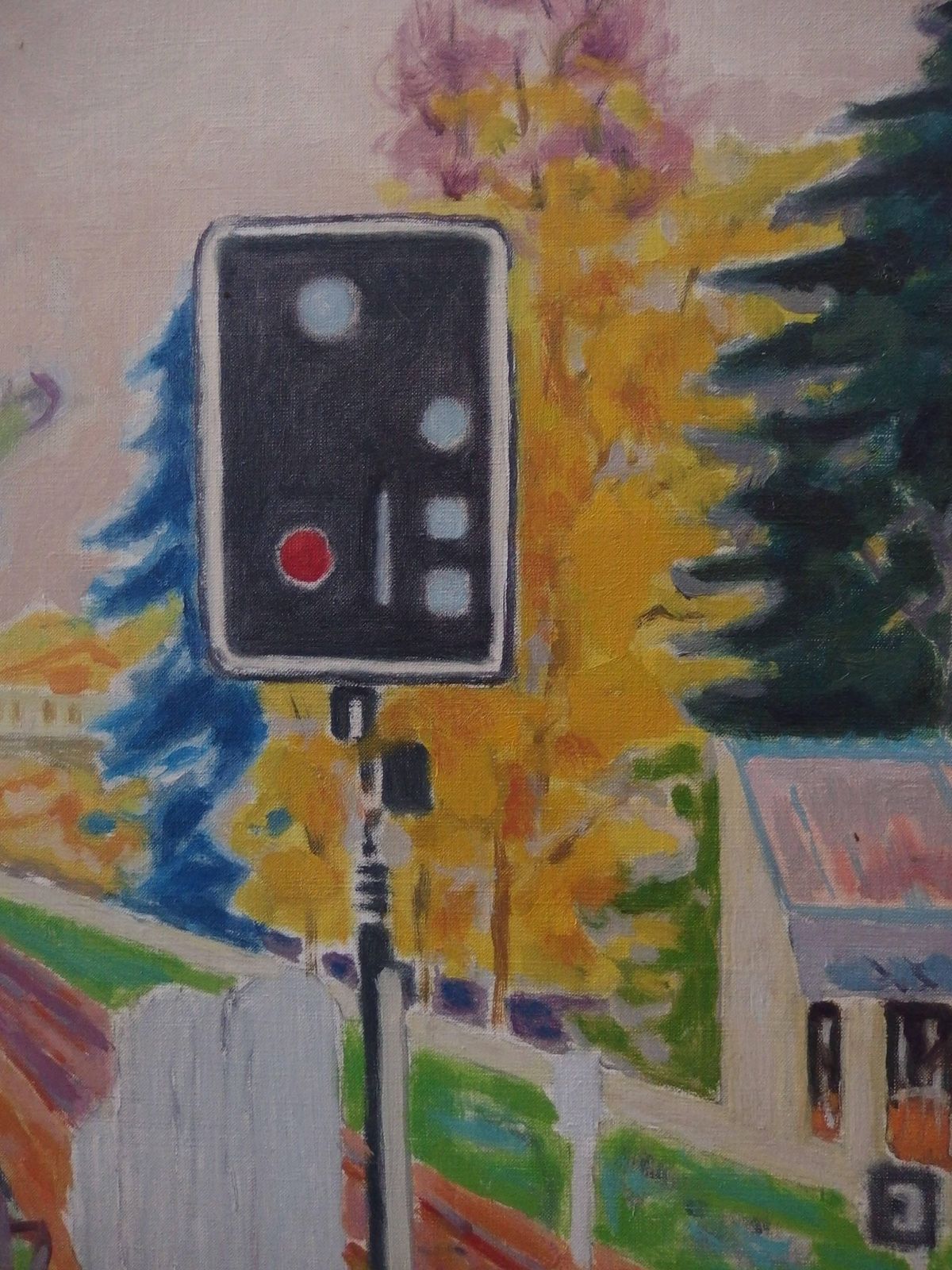 Jules Cavaillesrailway : The Signal   Original Oil On Canvas   Signed photo buy