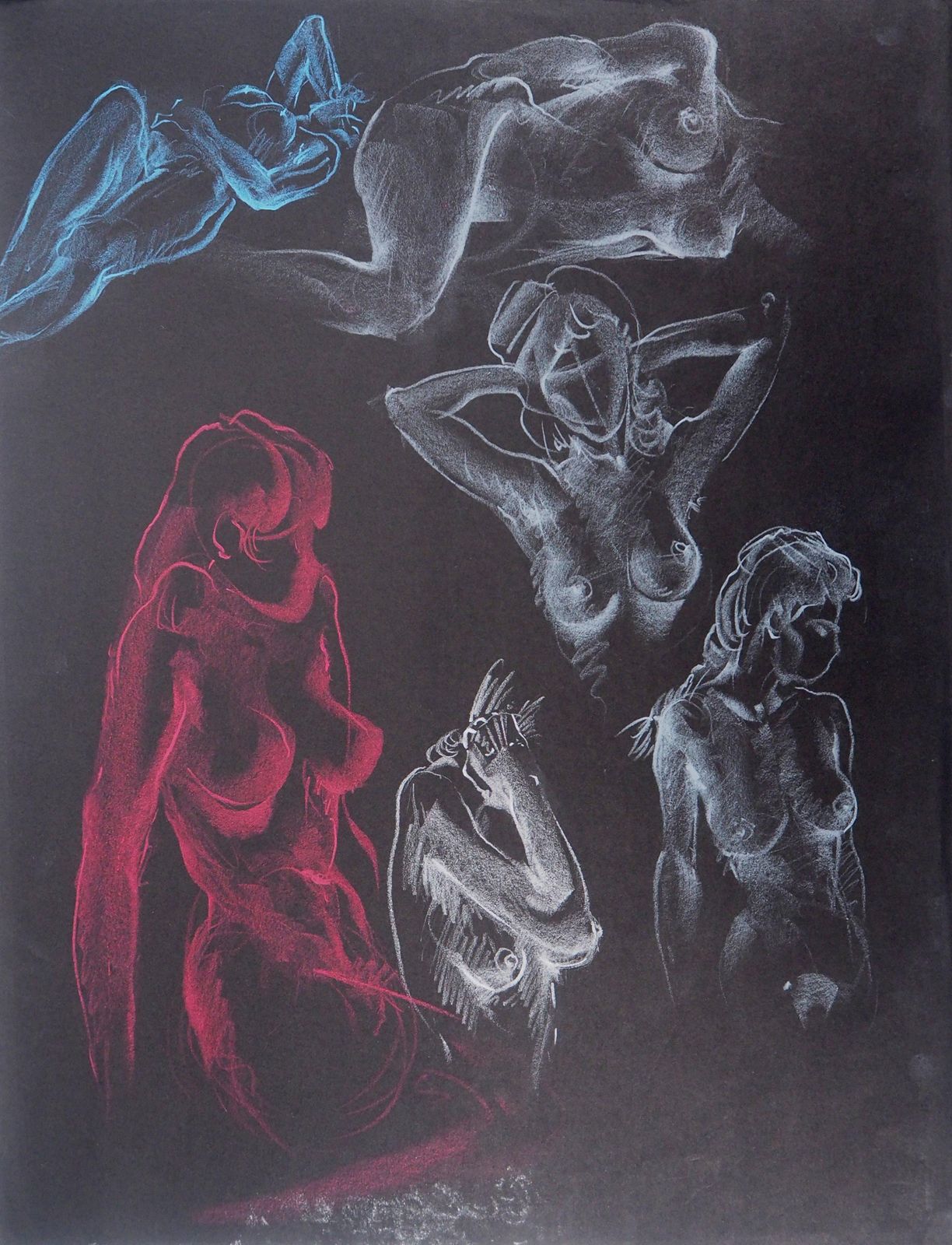 Gaston Coppensthe Awakening, Six Studies Of Nude   Original Signed Charcoals Drawing400