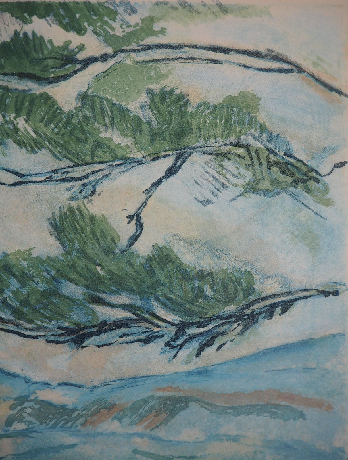 Provence : Sainte Victoire Mountain   Etching And Aquatint Engraved By J. Villon photo vintage