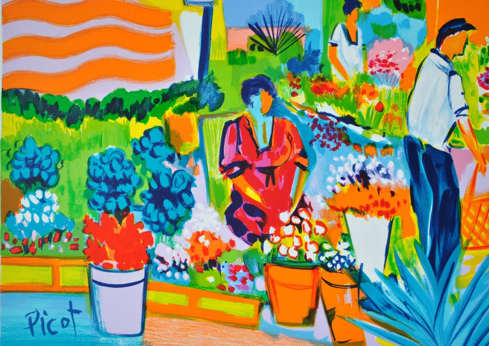 Jean Claude Picotfrench Riviera : Provençal Market   Original Lithograph, Handsigned & Ltd /2501982 photo 127.0