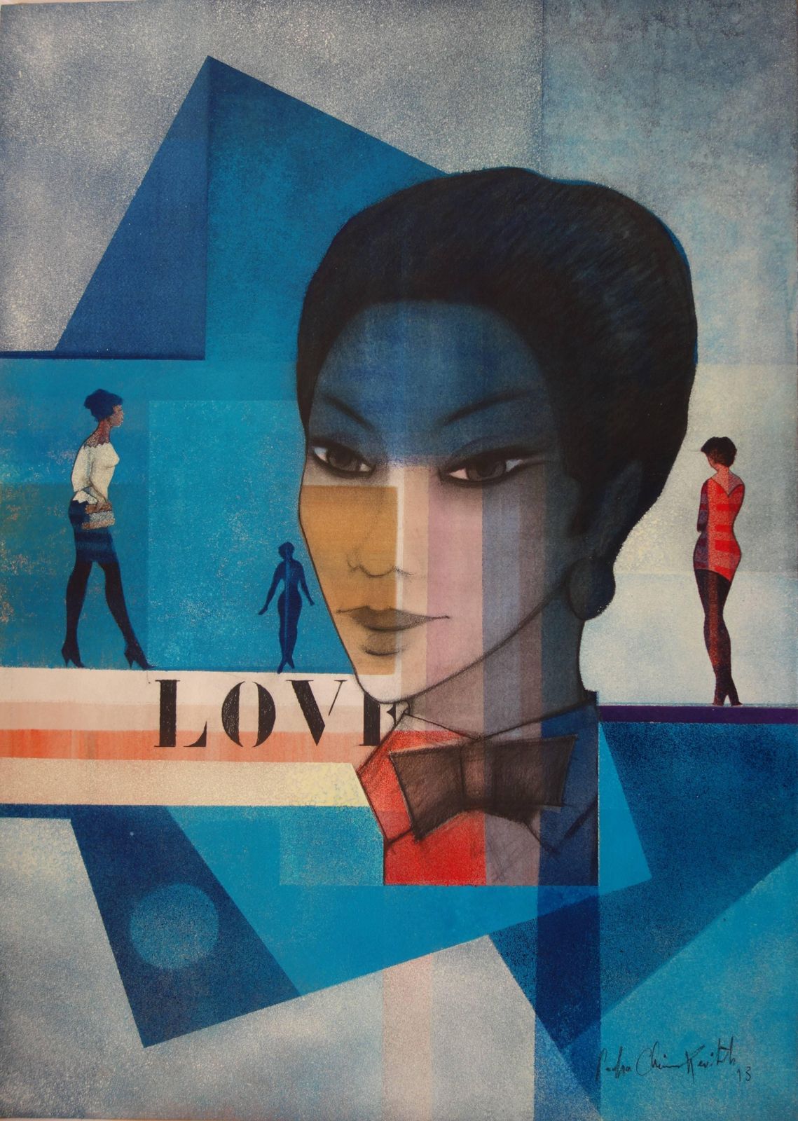 Sacha Chimkevitchlove (Woman In Blue)   Original Signed Watercolor   19931983