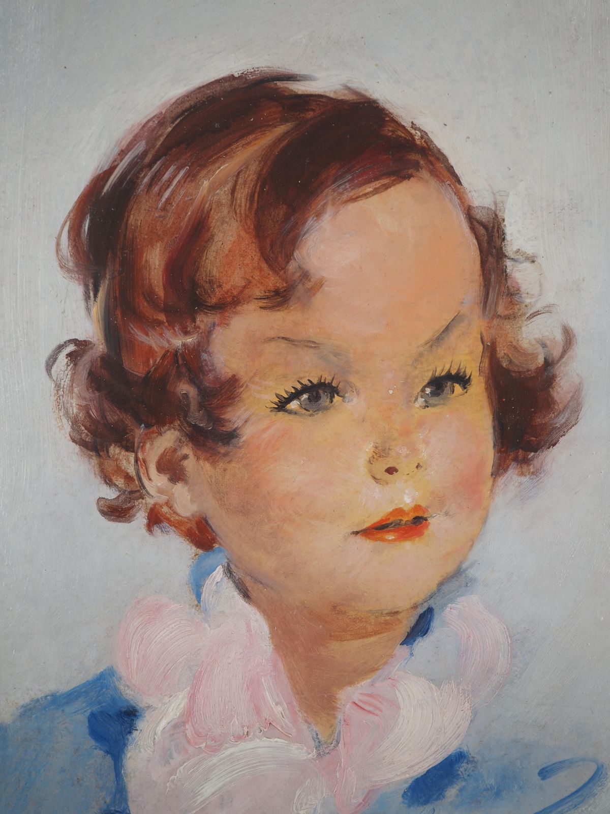 Jean Gabriel Domergueyoung Girl With Pink Scarf   Original Oil Painting, Handsigned photo Art