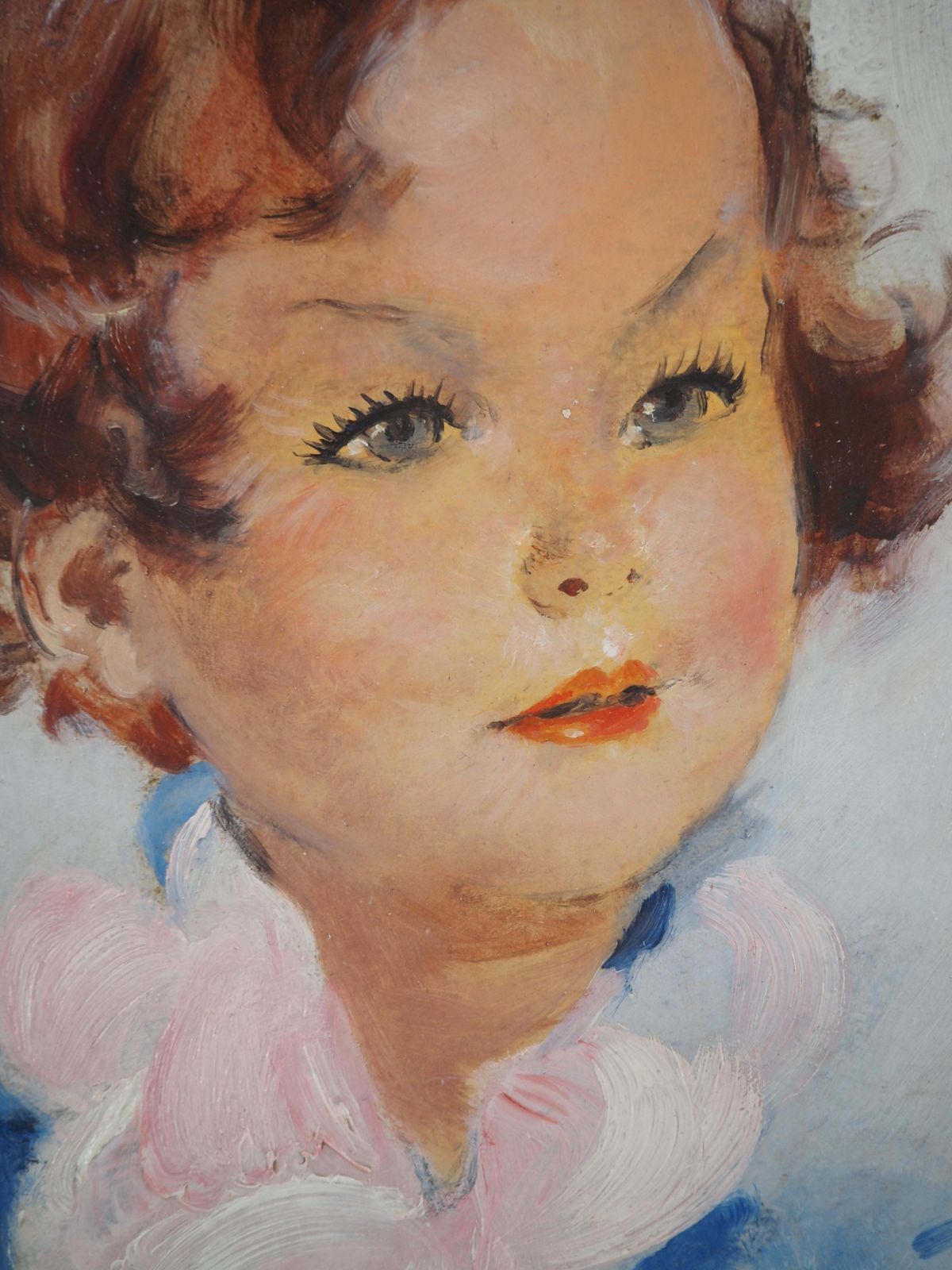 Jean Gabriel Domergueyoung Girl With Pink Scarf   Original Oil Painting, Handsigned photo 3314.0