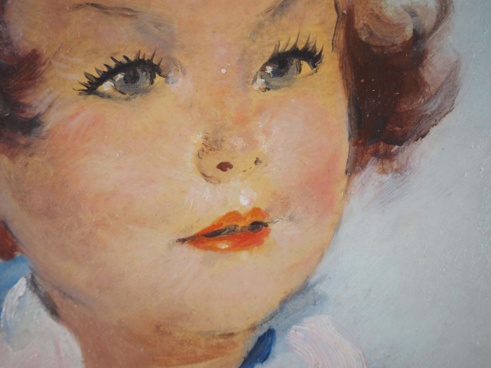 photo furniture Jean Gabriel Domergueyoung Girl With Pink Scarf   Original Oil Painting, Handsigned