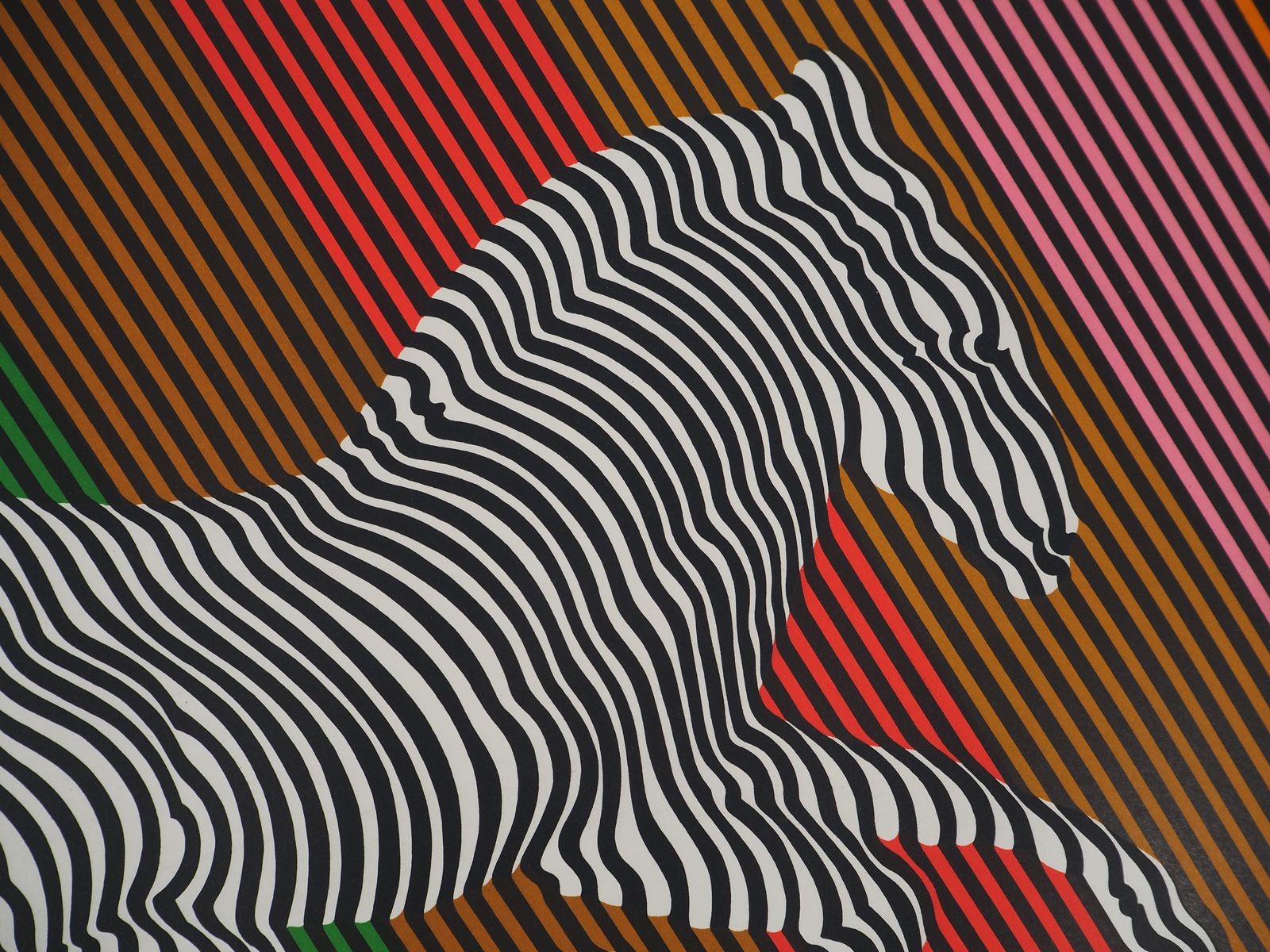 Victor Vasarelyzebra On A Rainbow (Op Art)   Original Lithograph, Handsigned1984 photo vinterior