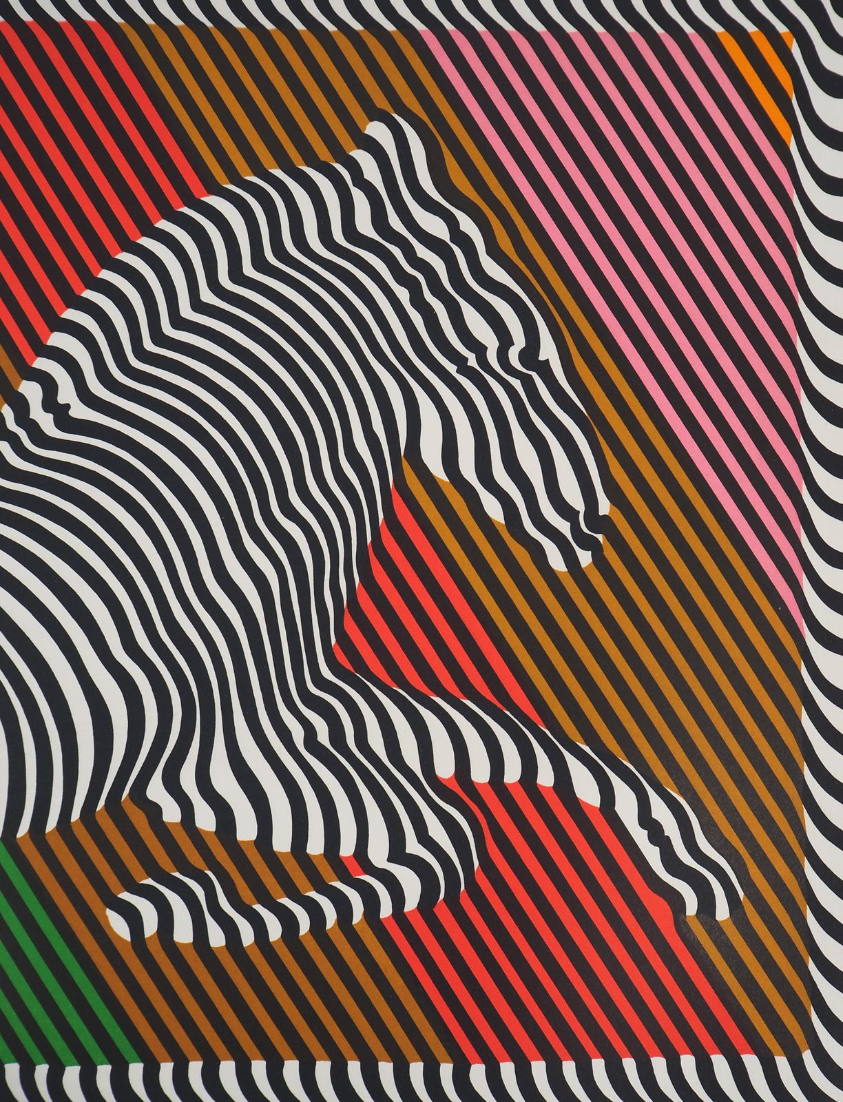 Victor Vasarelyzebra On A Rainbow (Op Art)   Original Lithograph, Handsigned1984 photo buy
