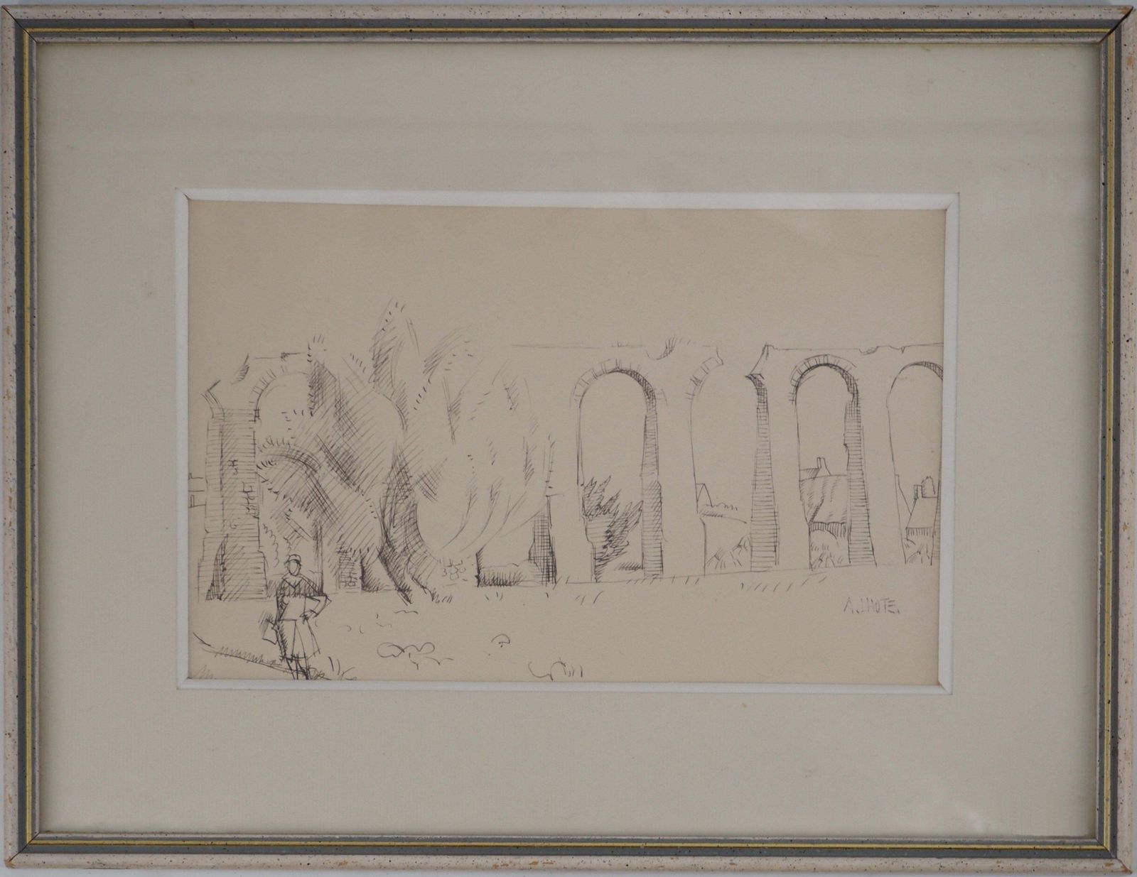 André Lhoteroman Remains : Bridge In Provence   Original Ink Drawing, Signed photo for sale