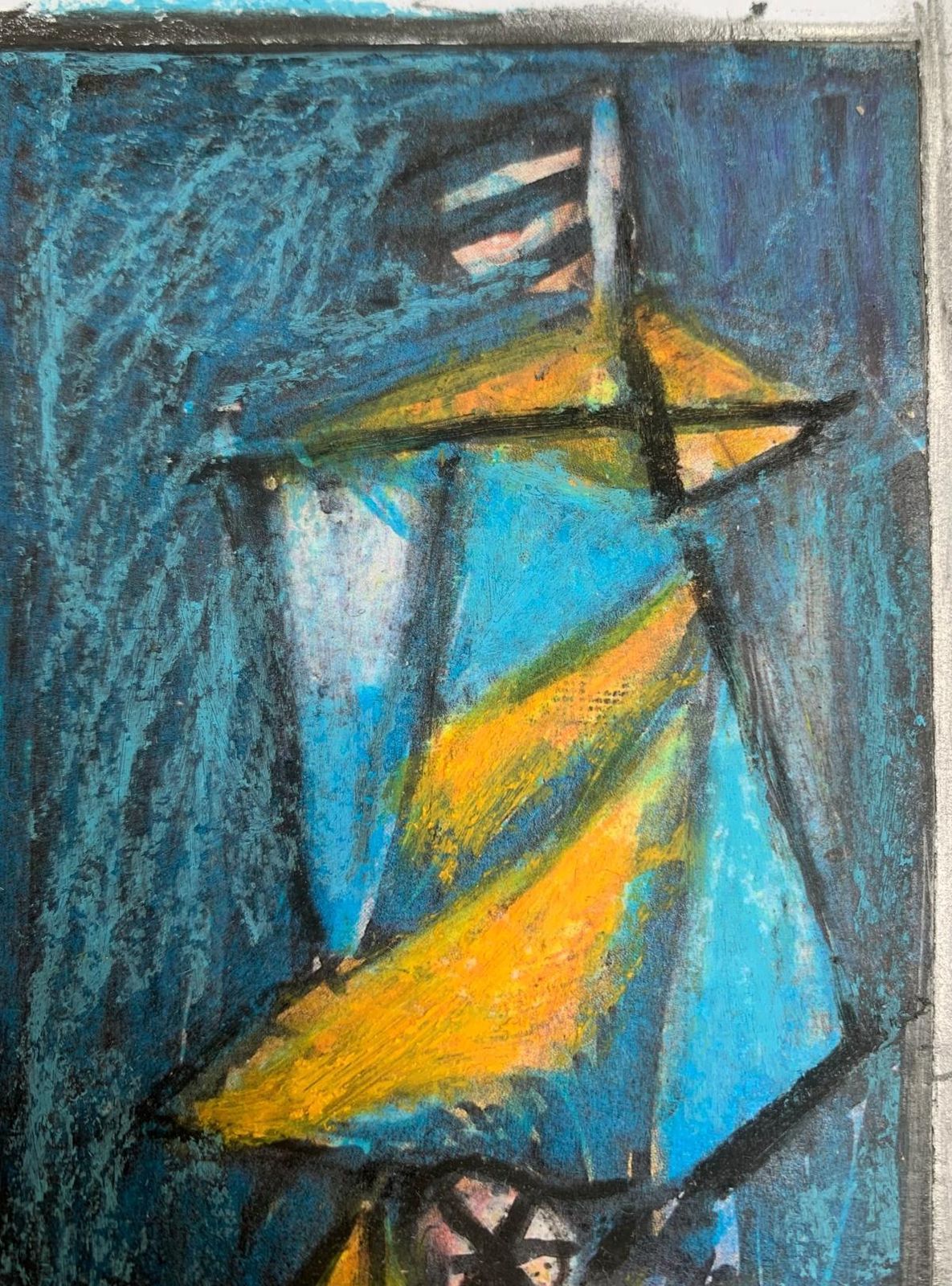 Eugeniusz Tukan Wolskia Boat. Mixed Media Drawing, Colorful, Small Scale, Polish Artistca. 2010 photo Art