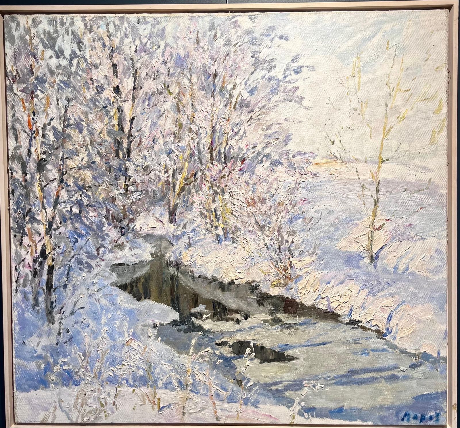 Georgij Moroz"Brina" Olio Cm. 90 X 85  2000  Paesaggio Innevato200