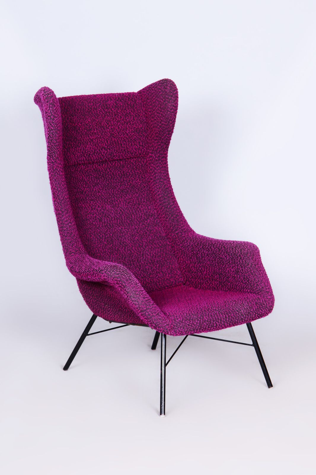 Original Mid Century Wingchair, Miroslav Navratil, Plastic Fiber, Czech, 1950s