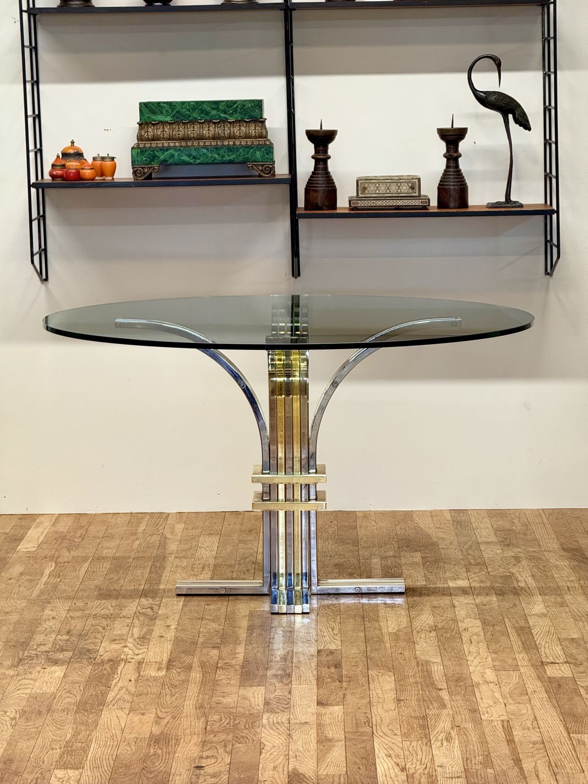 Italian Hollywood Regency Chrome & Gilt Glass Centre Table By Renato Zevi For Banci Firenze photo buy