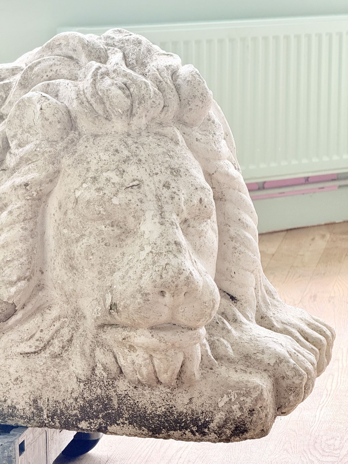 Extra Large Pair Painted Cast Stone Lions After Antonio Canova (1757 1822) photo vintage
