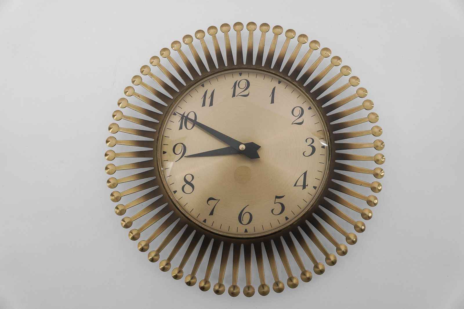 Mid Century Modern Sunburst Wall Clock By Meister Anker In Brass, 1960s Germany photo furniture
