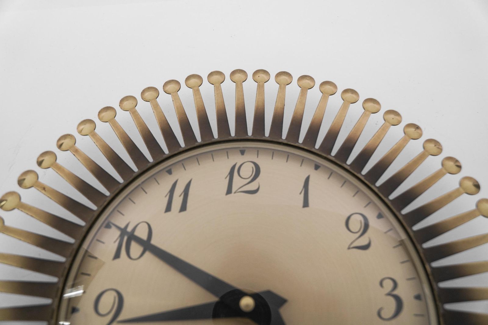 Mid Century Modern Sunburst Wall Clock By Meister Anker In Brass, 1960s Germany photo Home Decor