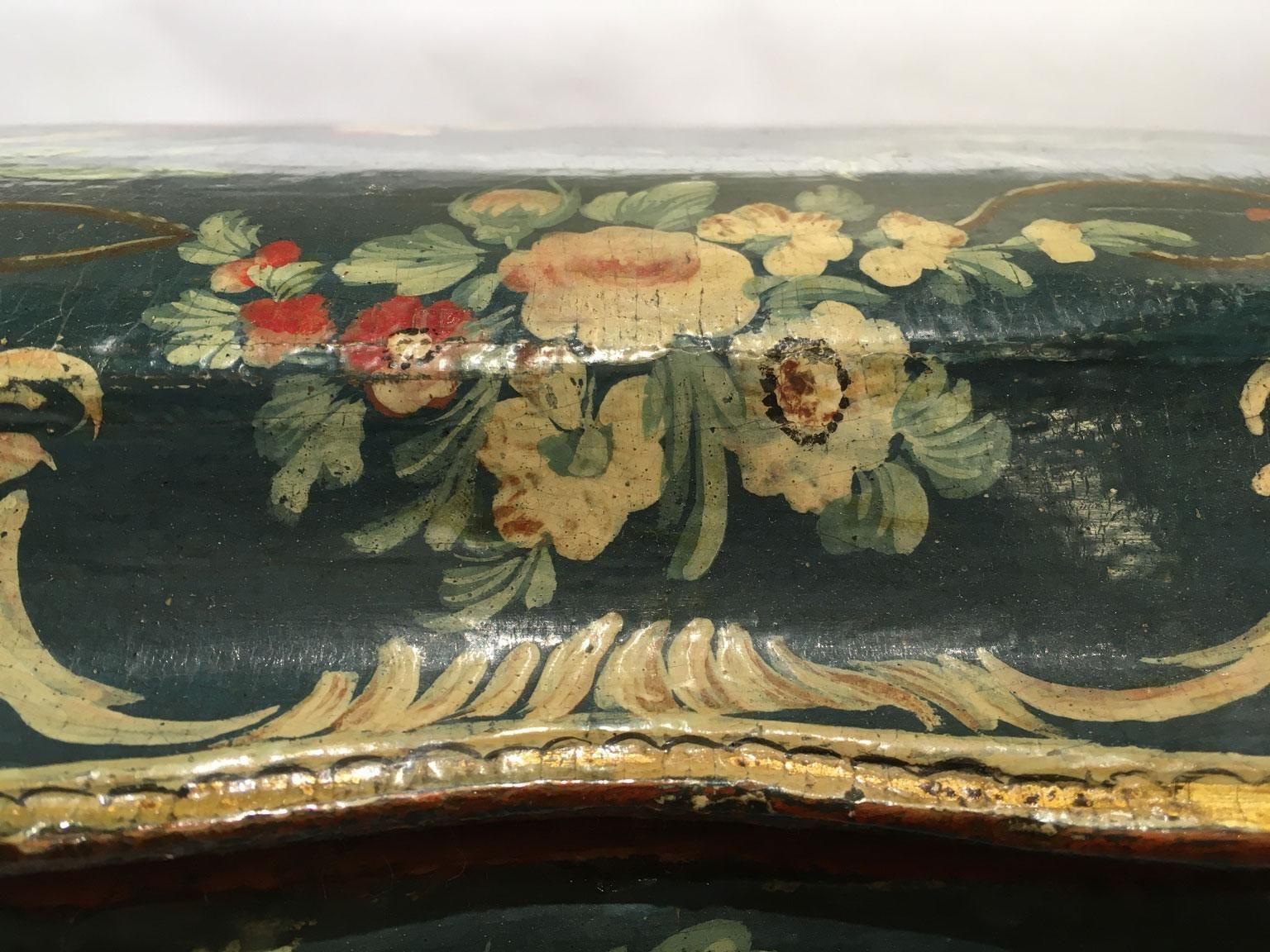 33994.0 1750 Venezia Italy Blue Lacquered Wooden Box With Flowers And Figures photo