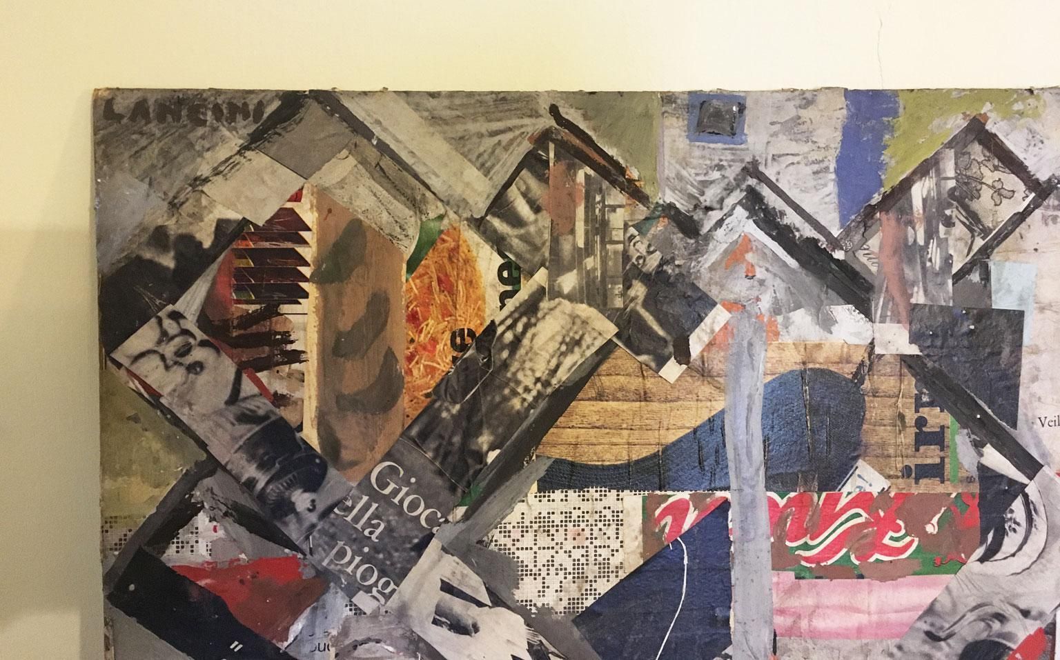 1960 Italy Abstract Painting And Paper Collage By Ermete Lancini photo Art