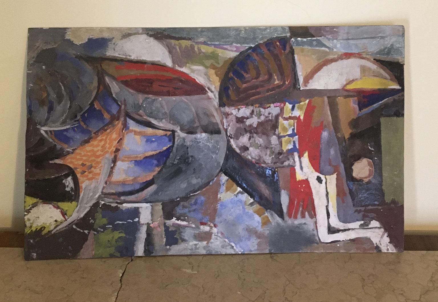 1954 Italy Abstract Painting Venice Biennial Special Artwork By Ermete Lancini photo vinterior