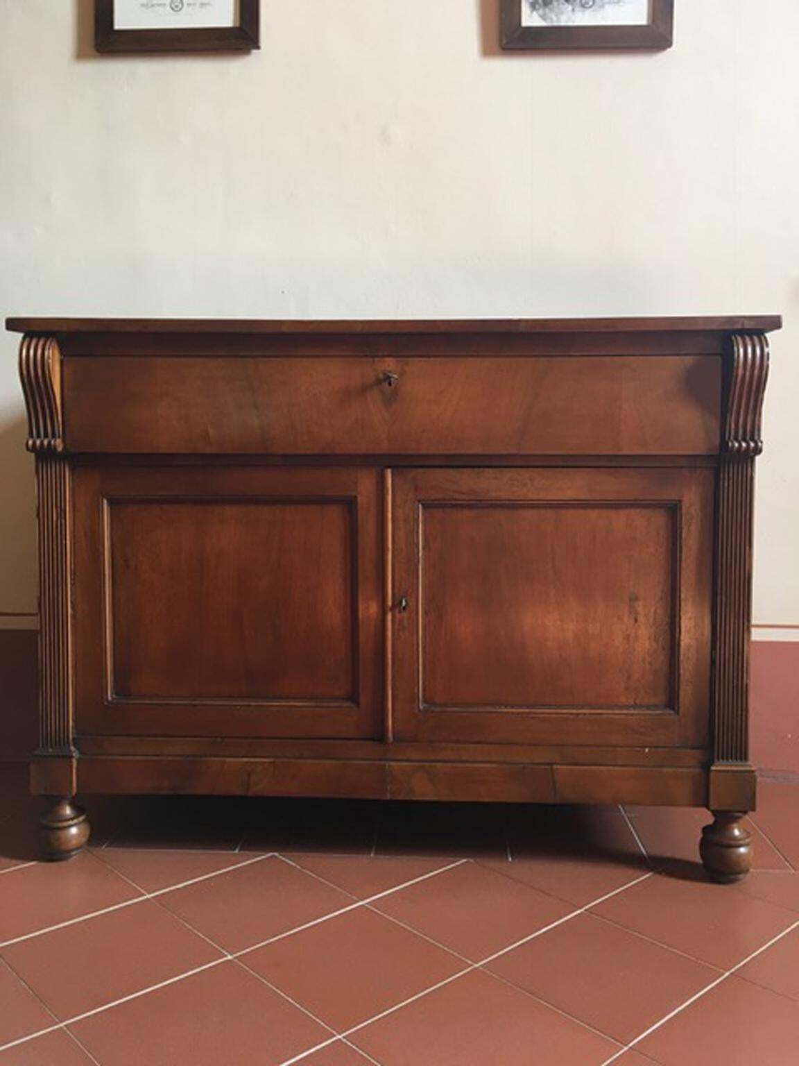 Italy Early 19th Century Walnut Buffet With Two Doors And Drawer photo furniture
