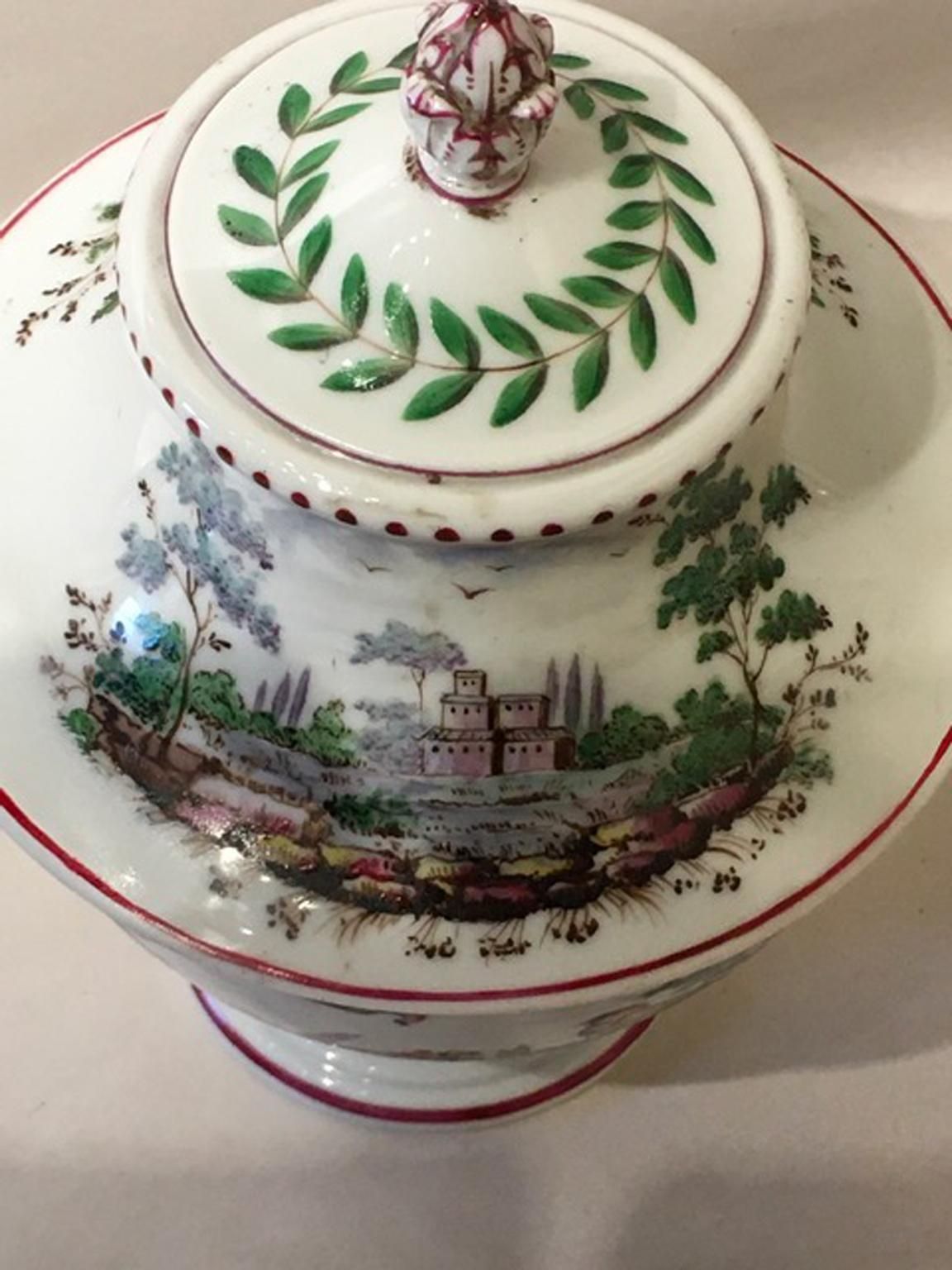 Home Decor Italy Richard Ginori Doccia 19th Century Porcelain Covered Vase With Landscape photo