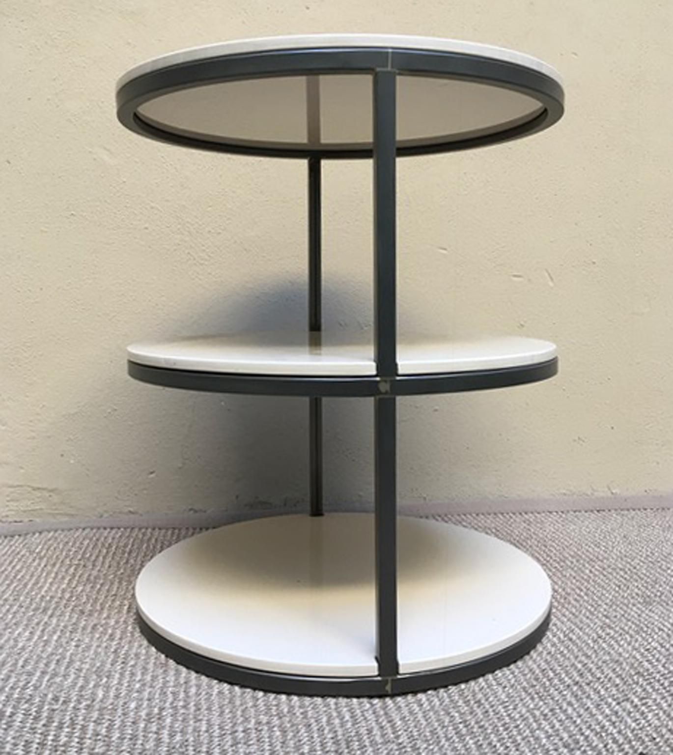 Italian Design Round Side Table In Lacquered Wood And Iron photo vintage