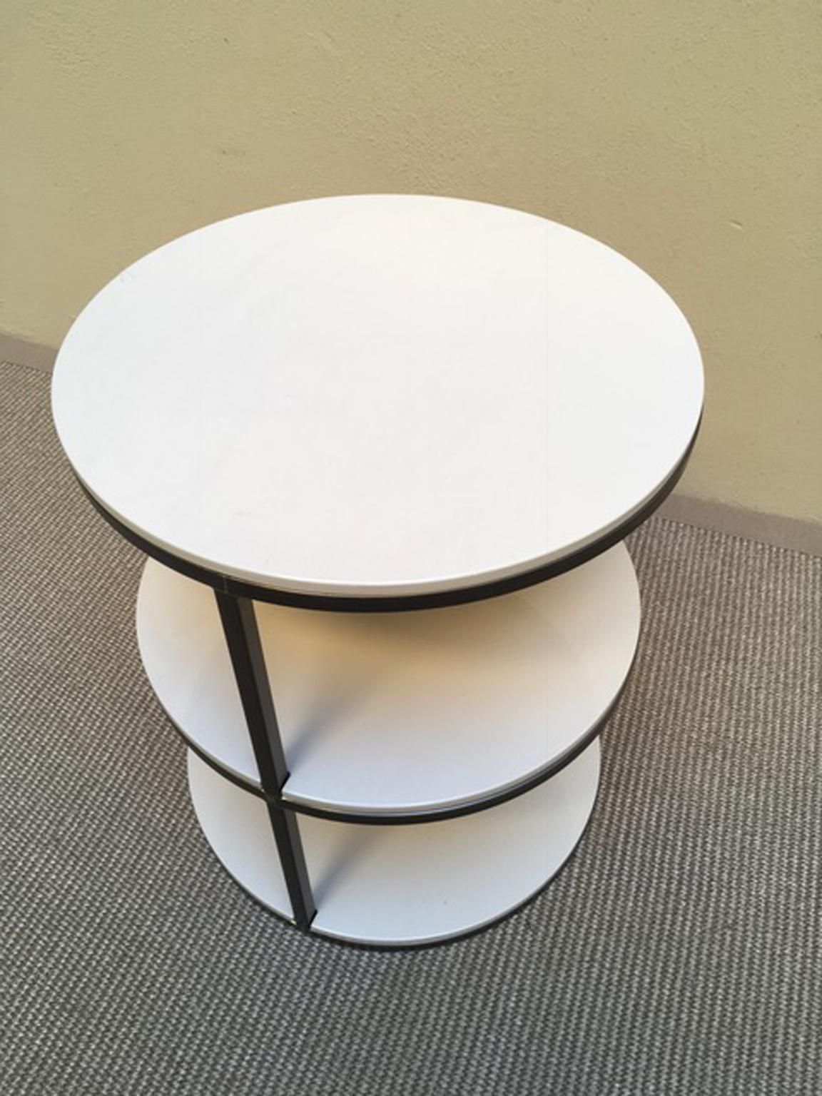 photo for sale Italian Design Round Side Table In Lacquered Wood And Iron