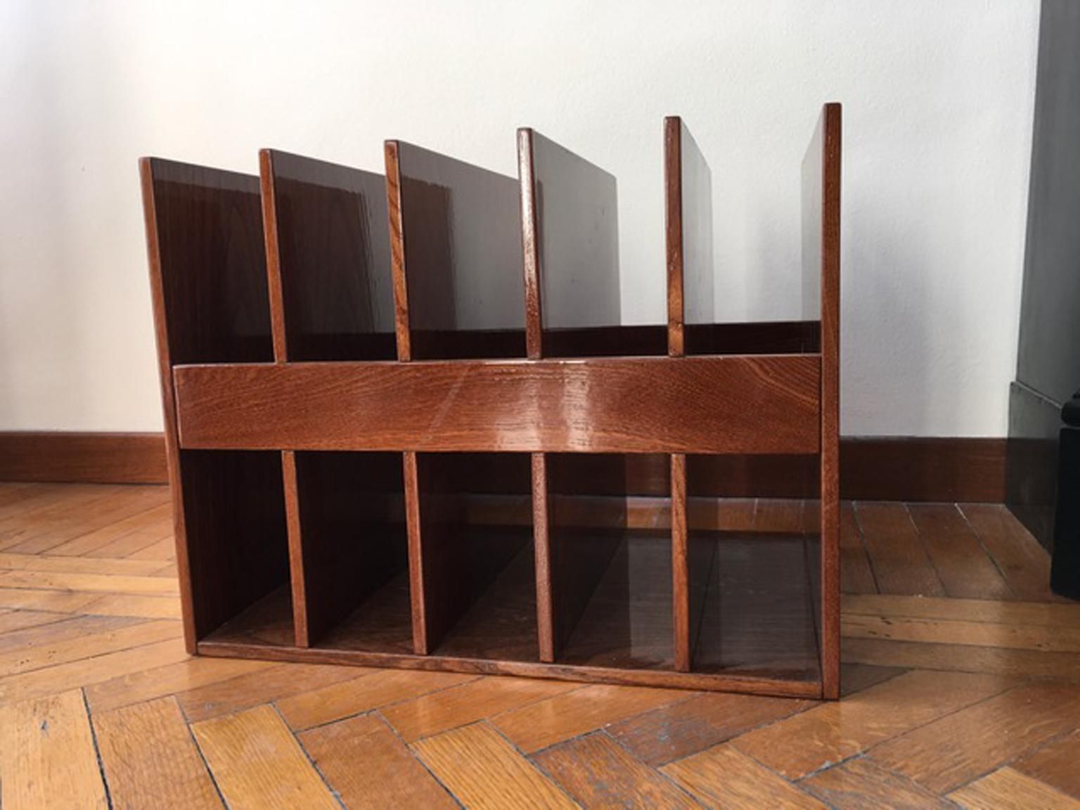 Italy Mid Century Modern Style Magazine Rack In Walnut photo Home Decor