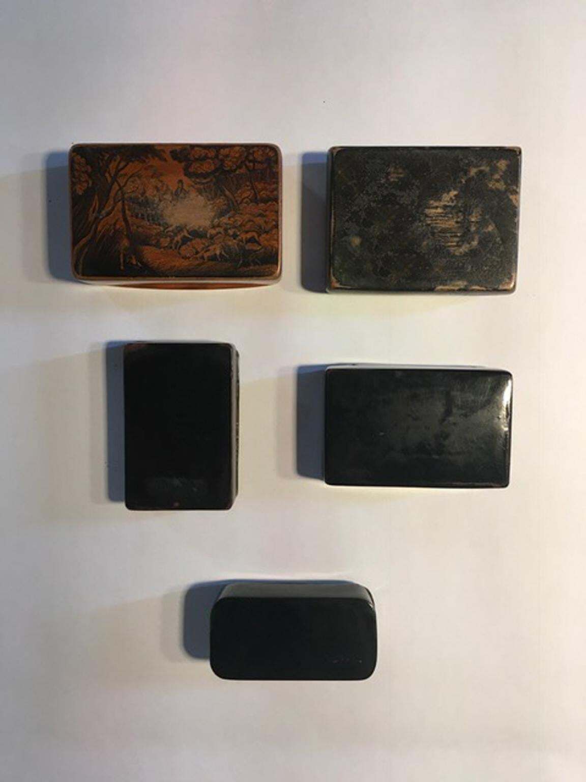 Mid 18th Century Set Of Five Wood Lacquered Boxes With Landscape Scenes photo furniture