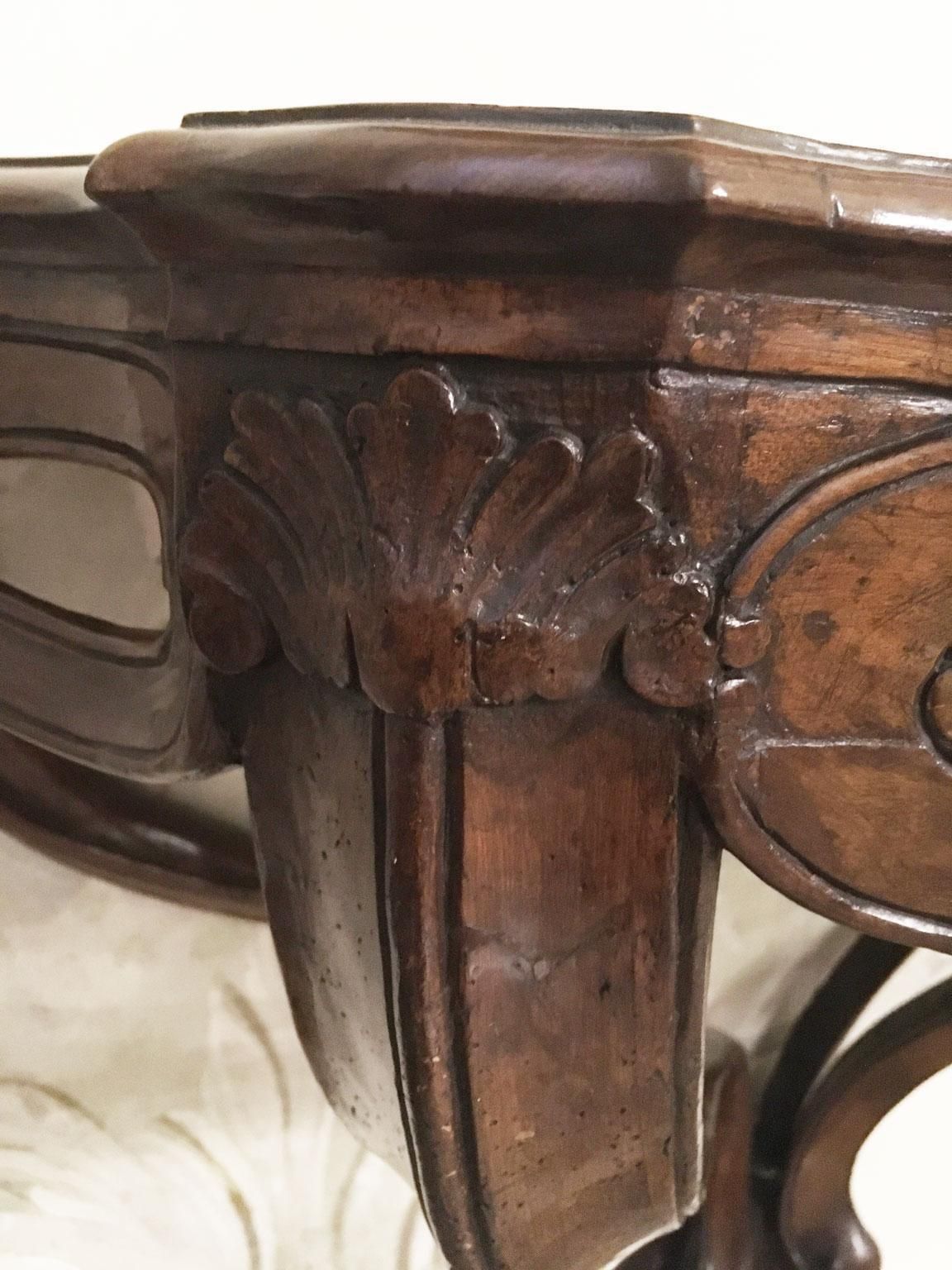 Furniture 1750 Venezia Italy Walnut Solid Carved Hanging Console With Figure Eight Motifs photo