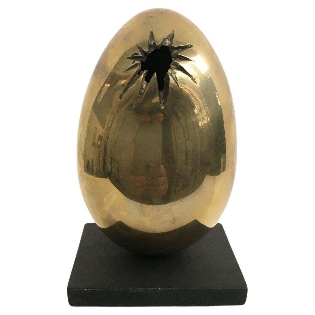 1978 Italy Bronze Abstract Sculpture By Fanna Roncoroni Forma Ovale Oval Shape