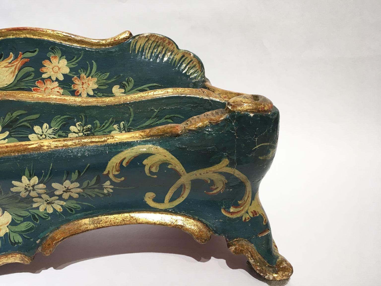 1775 Venezia Italy Blue Lacquered Wooden Engraved Tablepaper Holder With Flowers photo Home Decor